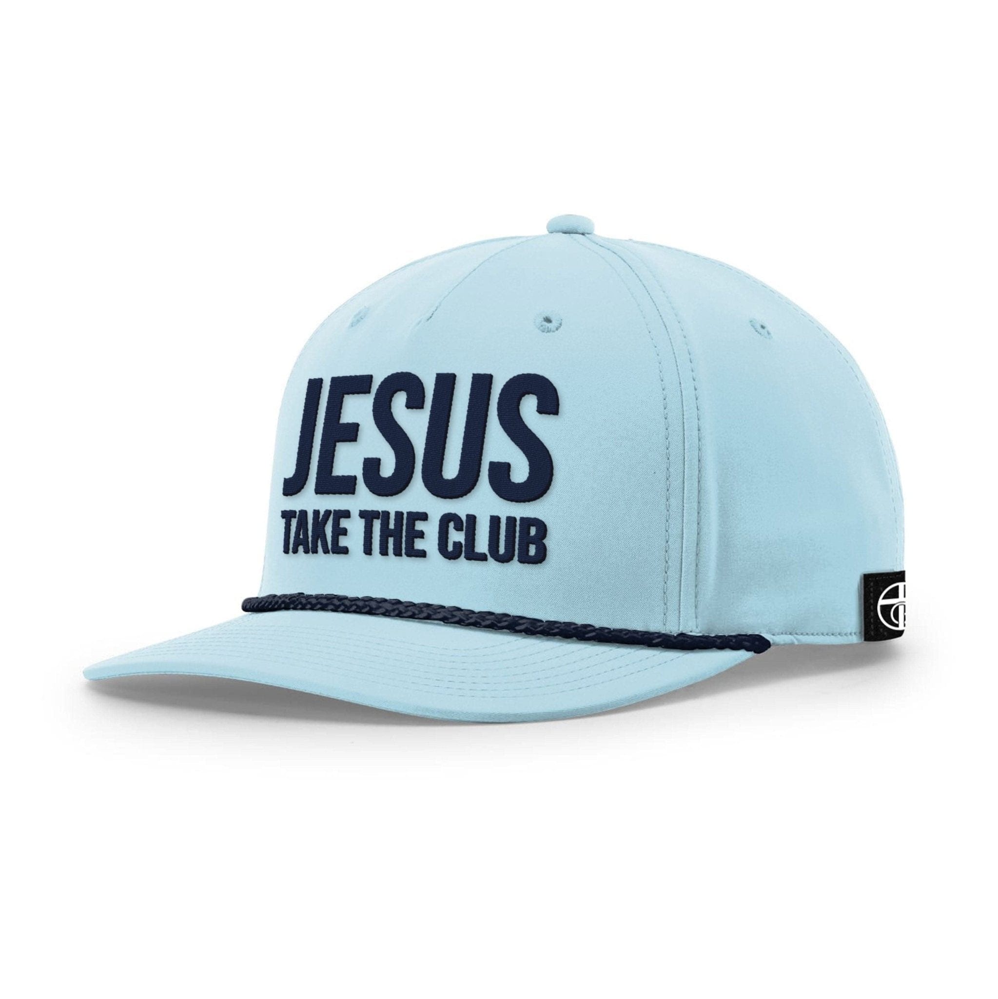 Our True God Hat Five Panel Classic / Soft Blue and Navy / One Size Jesus Take the Club Rope Hats