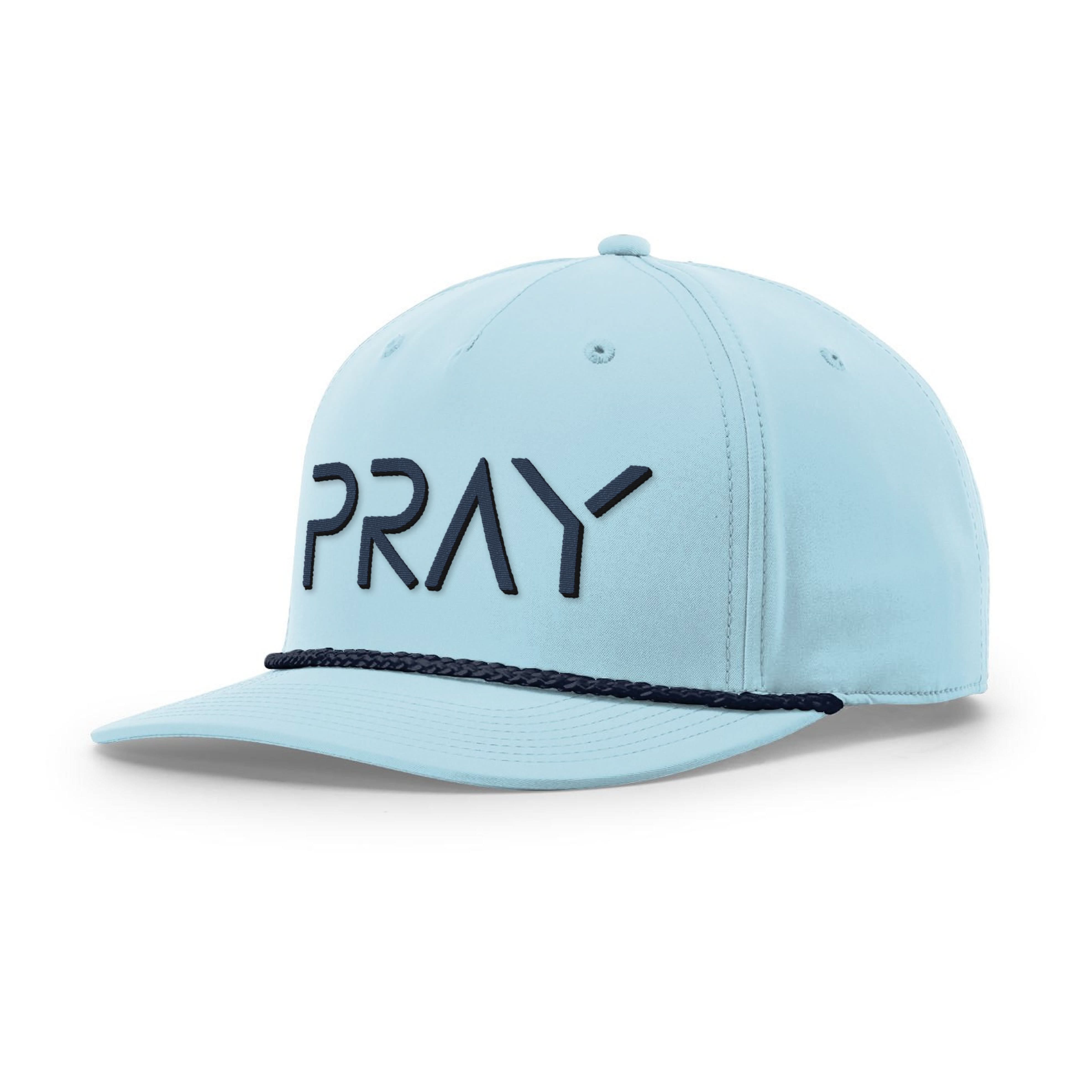 Our True God Hat Five Panel Classic / Soft Blue and Navy / One Size PRAY Rope Hats