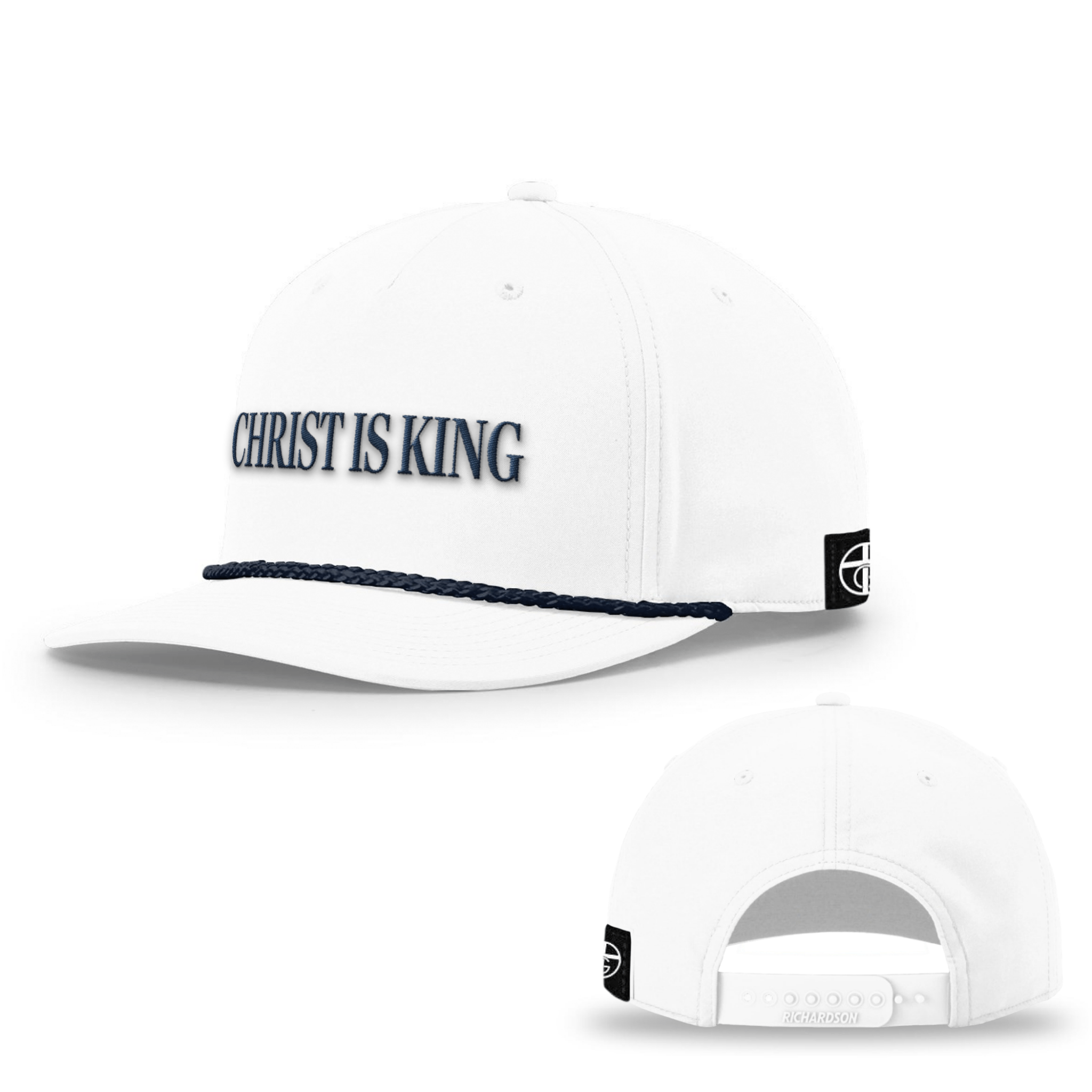 Our True God Hat Five Panel Classic / White and Navy / One Size Christ Is King Rope Hats