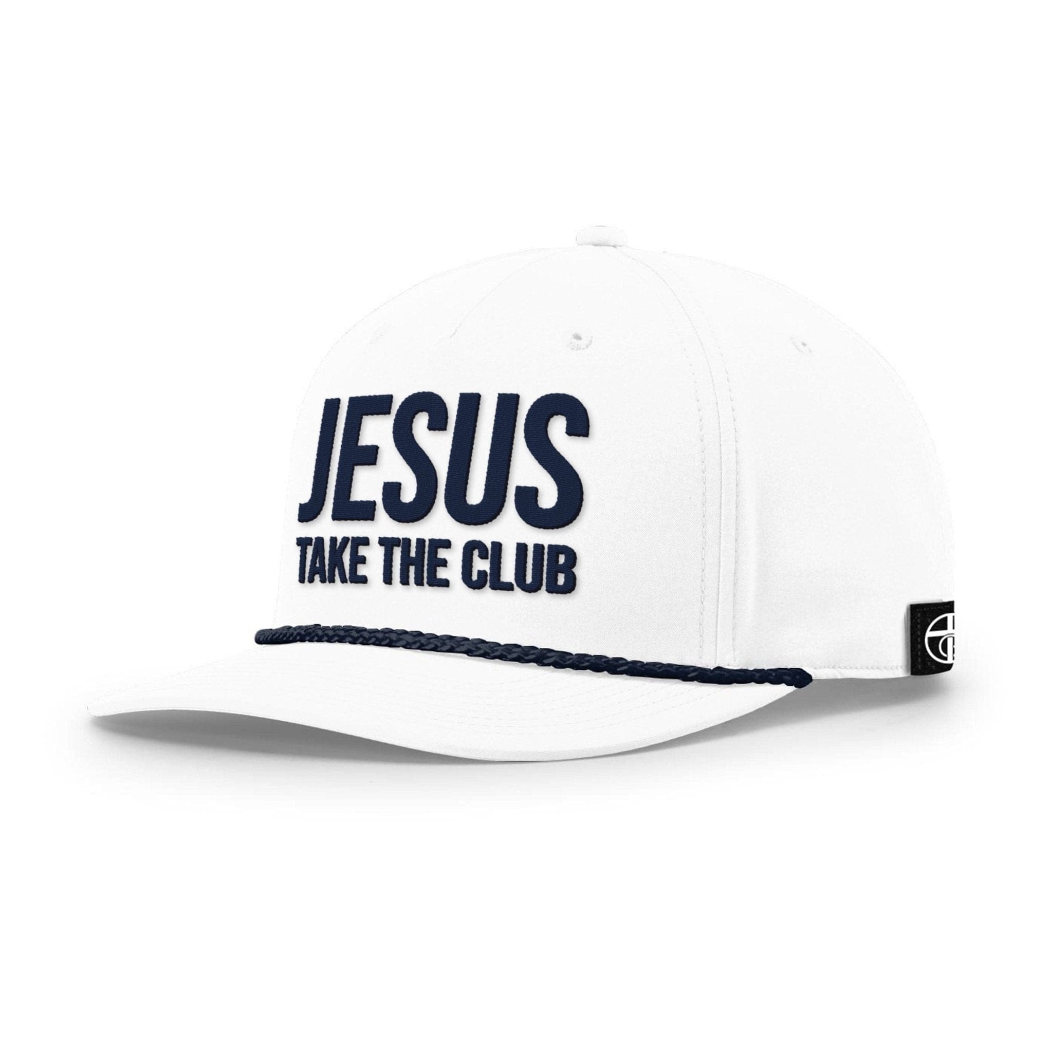 Our True God Hat Five Panel Classic / White and Navy / One Size Jesus Take the Club Rope Hats