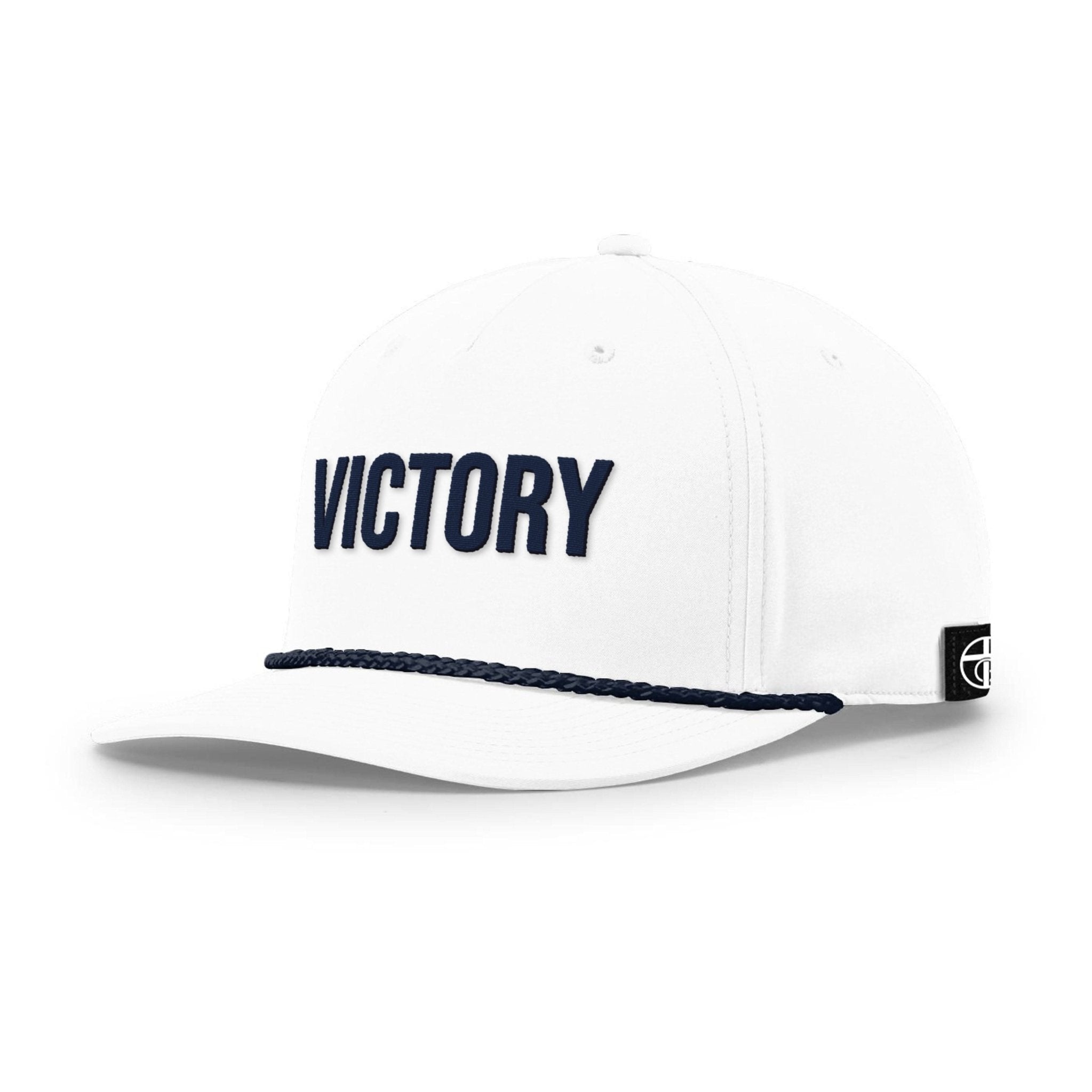 Our True God Hat Five Panel Classic / White and Navy / One Size VICTORY Rope Hats