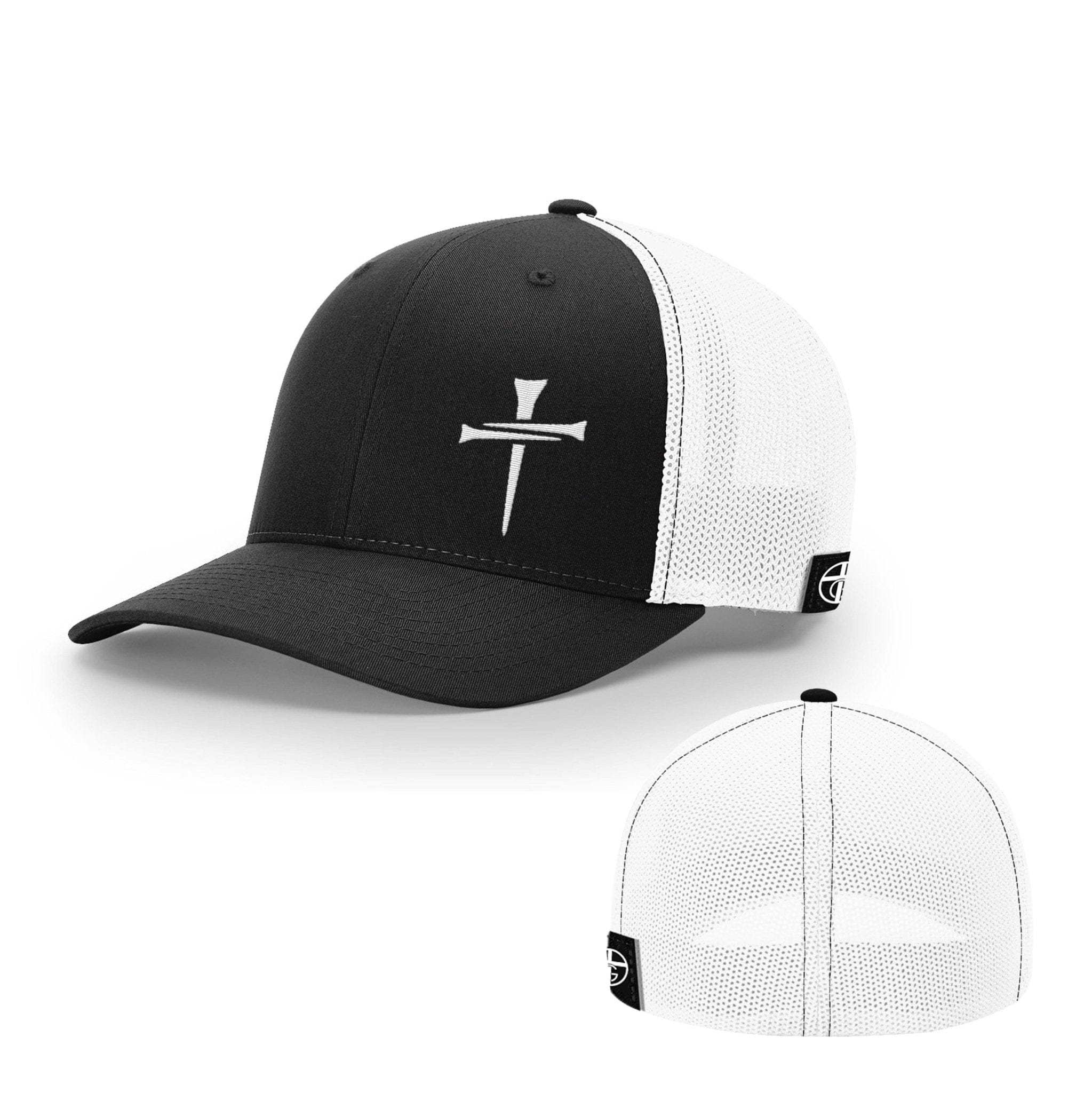 Our True God Hat Flexfit / Black and White / S/M 3 Tee Cross Lower Left Hats