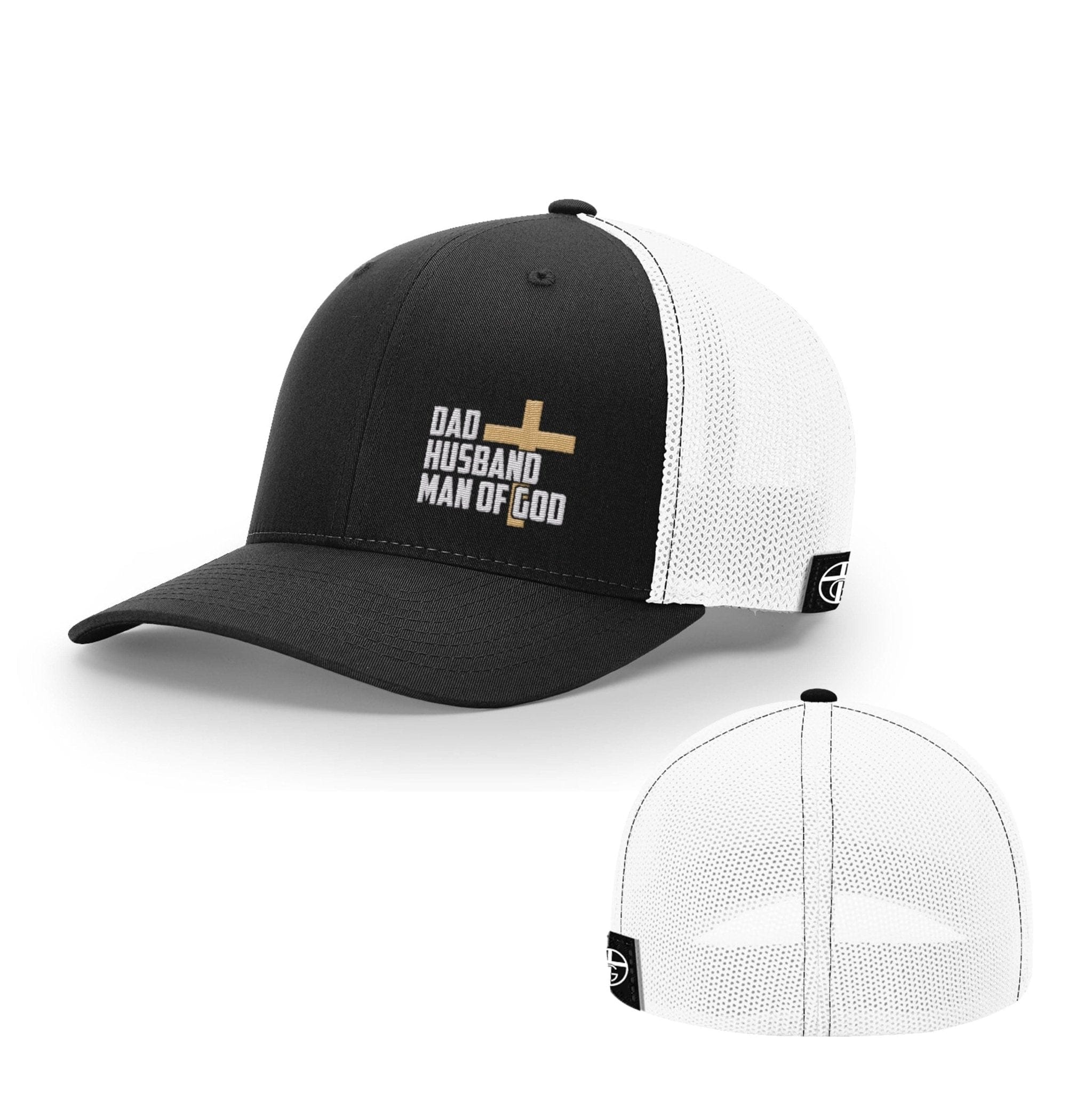 Our True God Hat Flexfit / Black and White / S/M Dad, Husband, Man of God Hats