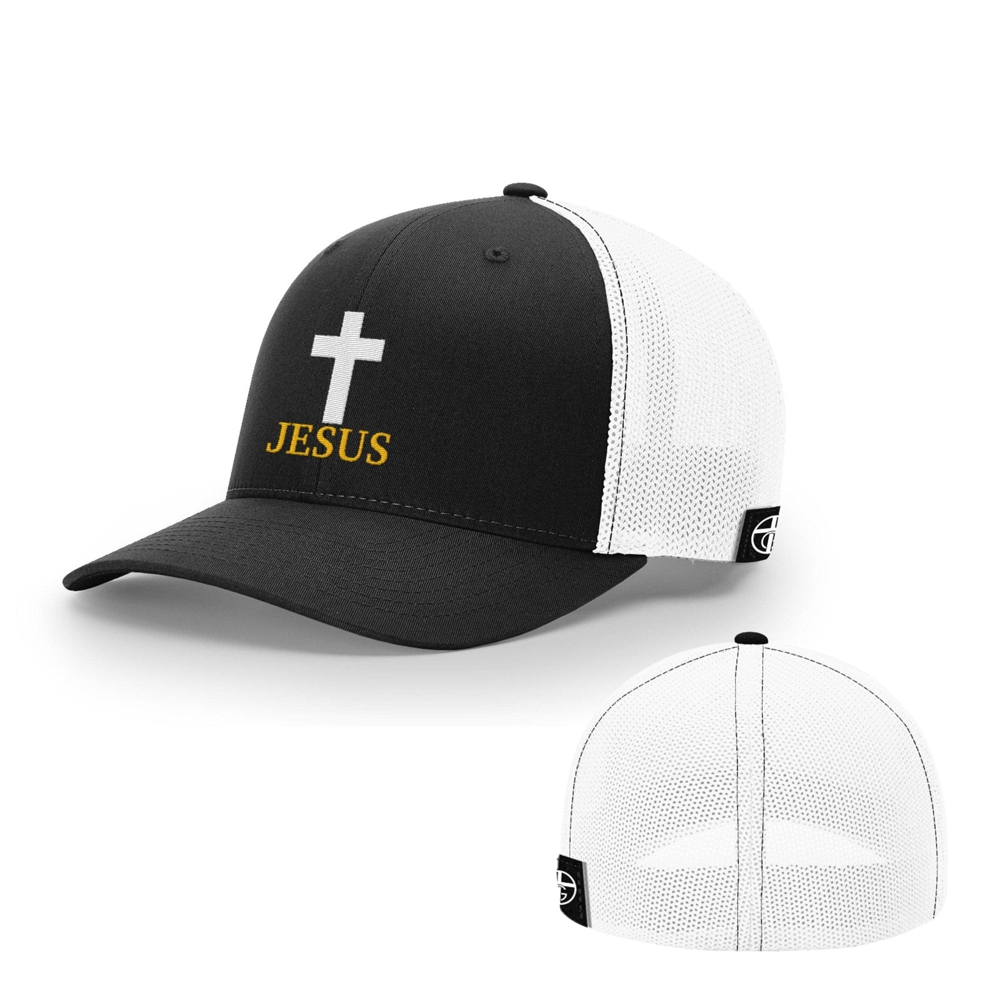 Our True God Hat Flexfit / Black and White / S/M Jesus Cross Hats