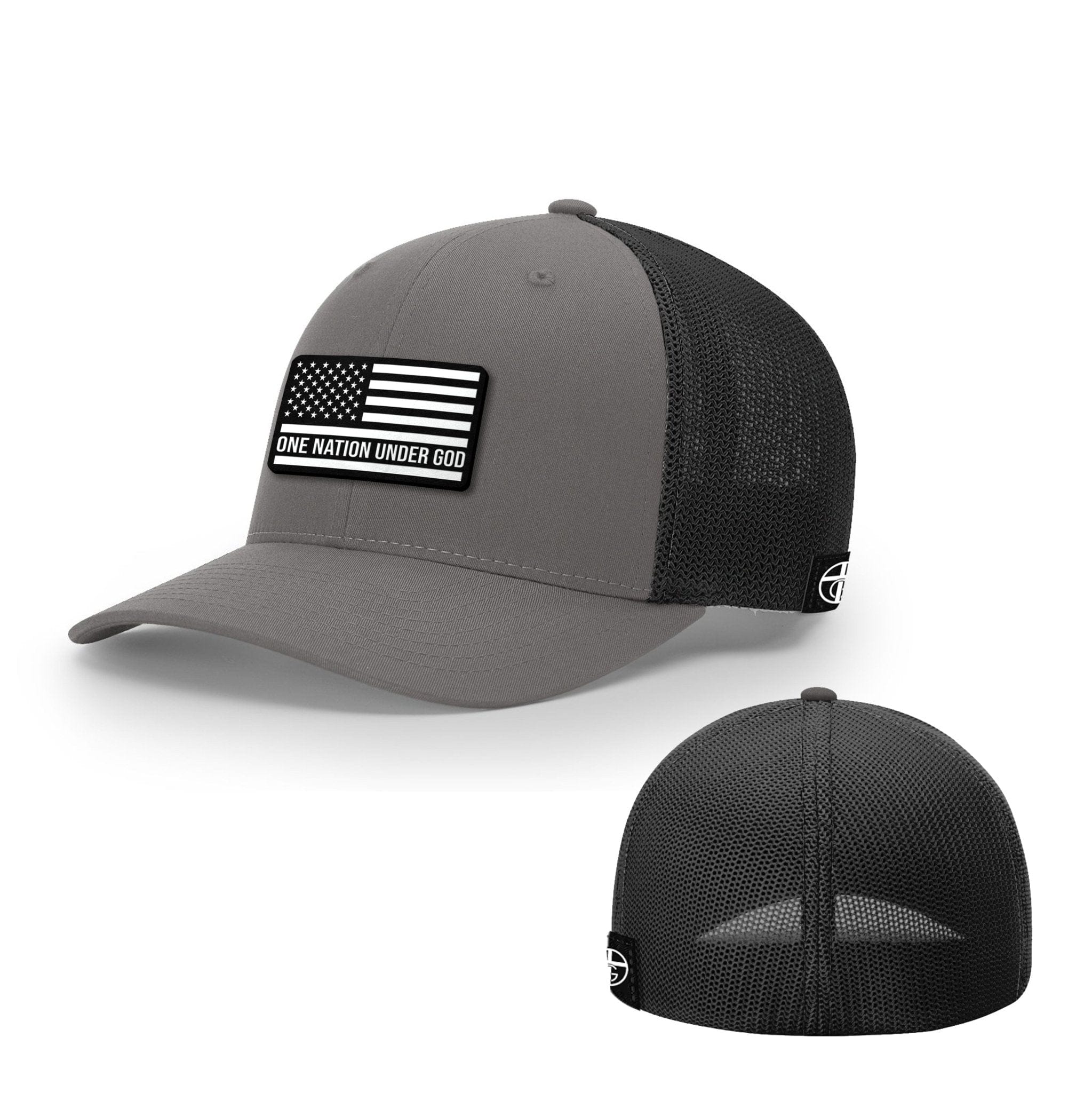Our True God Hat Flexfit / Charcoal and Black / S/M One Nation Under God DBD Patch Hats