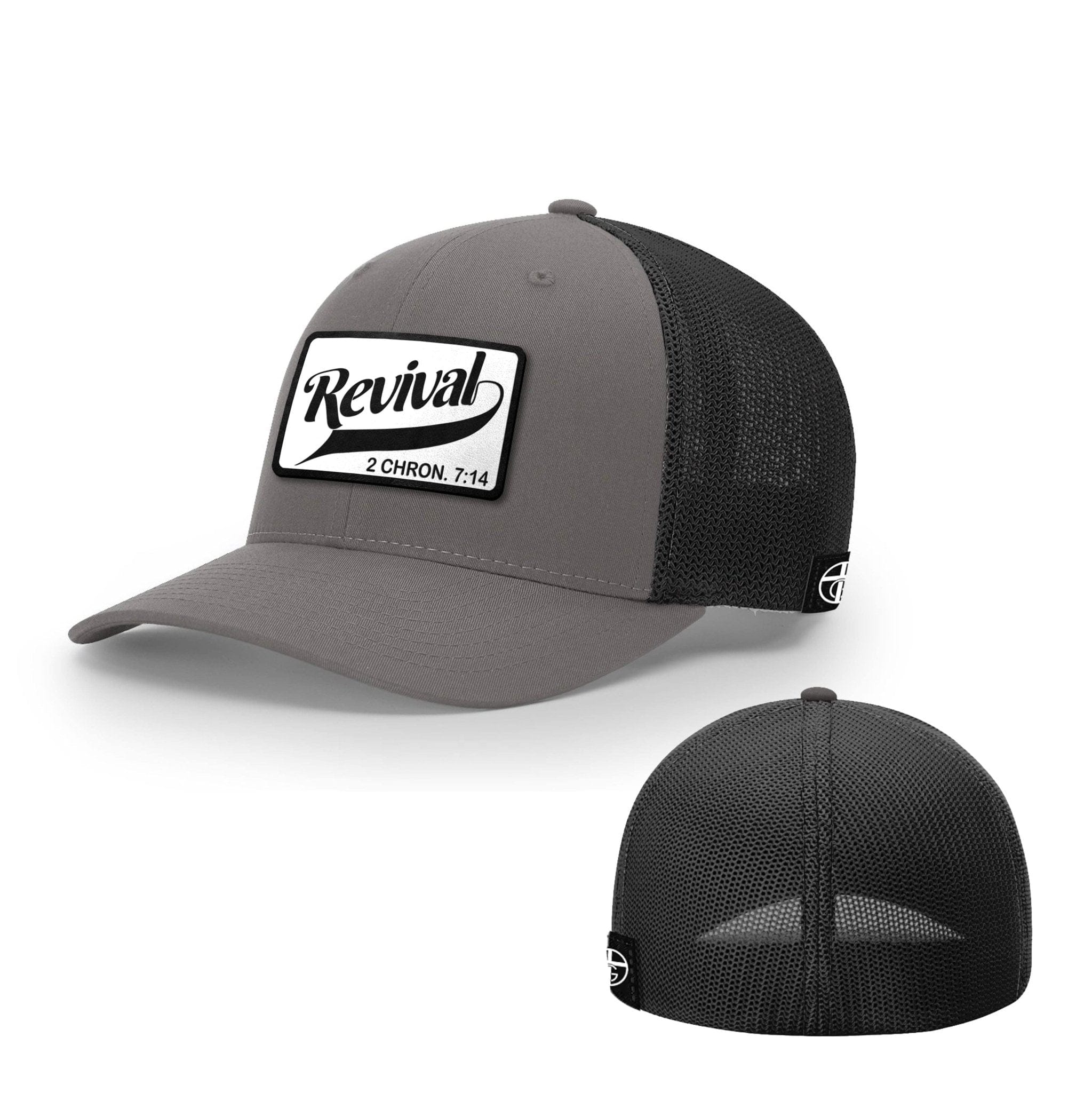 Our True God Hat Flexfit / Charcoal and Black / S/M Revival Patch Hats
