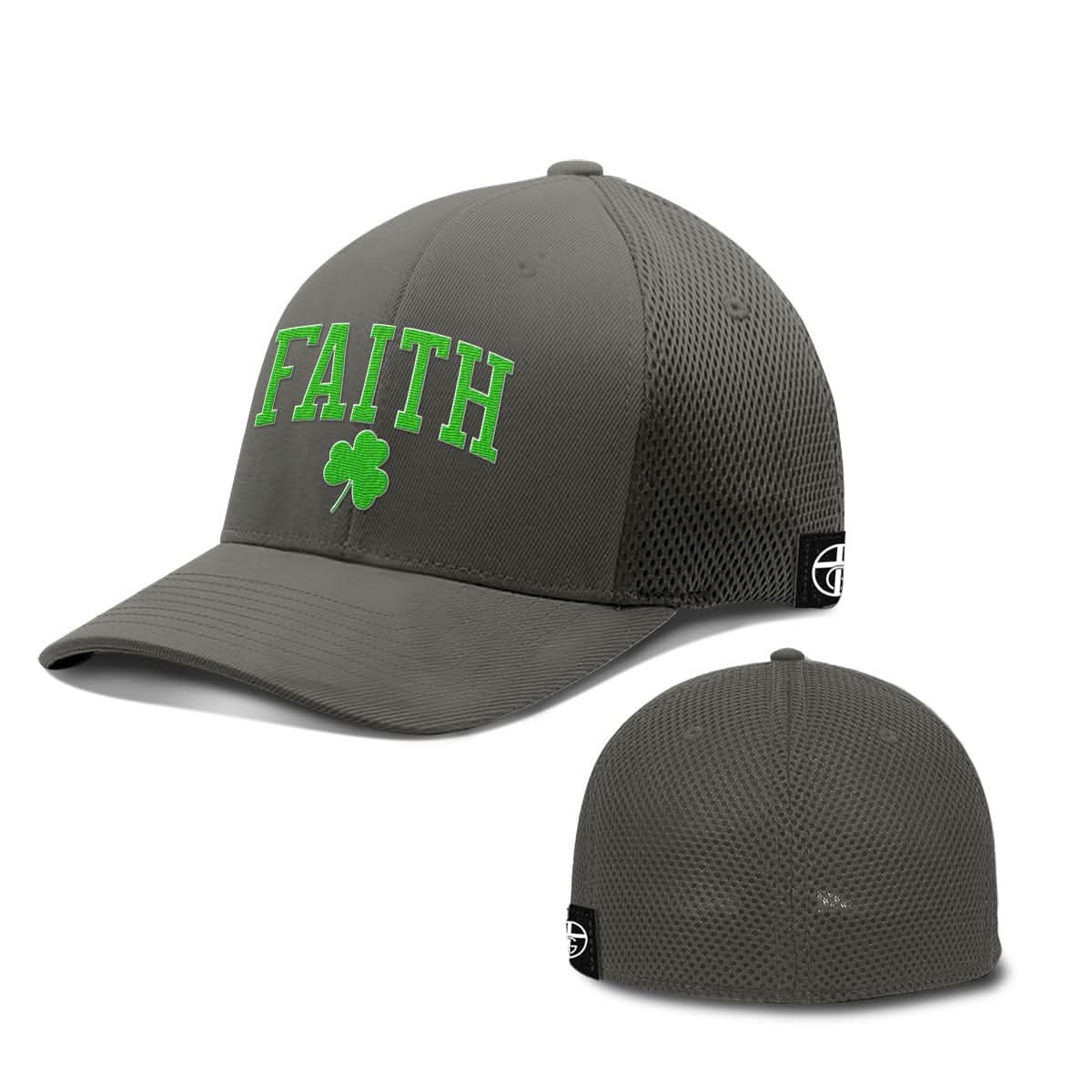 Our True God Hat Flexfit / Charcoal / S/M Faith Shamrock Hats