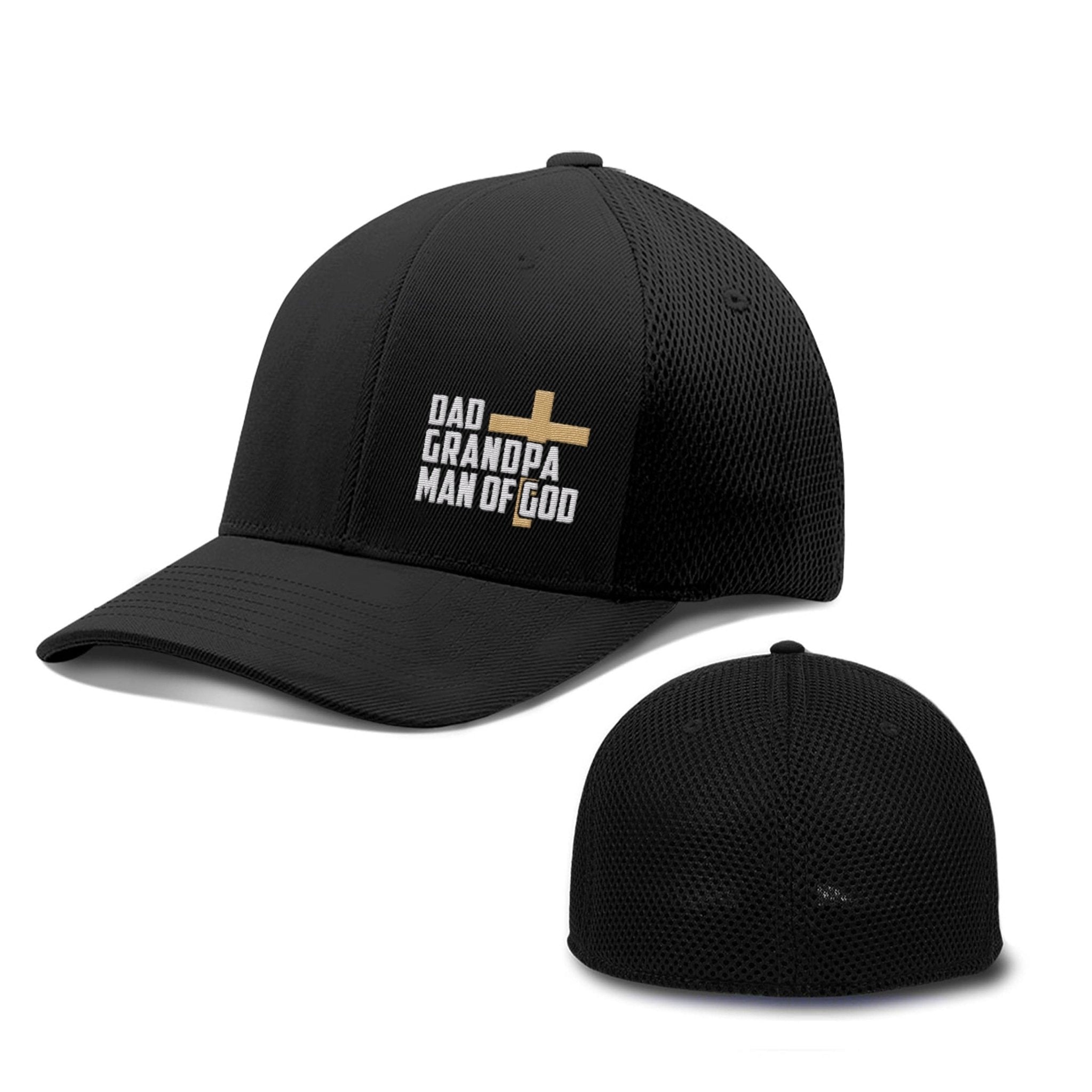 Our True God Hat Flexfit / Full Black / S/M Dad, Grandpa, Man of God Hats