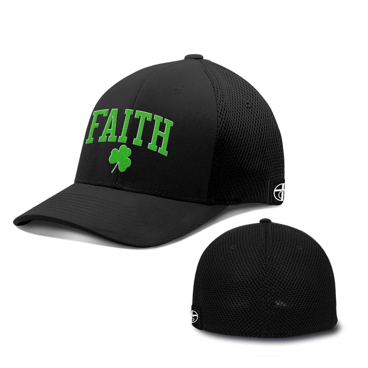 Our True God Hat Flexfit / Full Black / S/M Faith Shamrock Hats