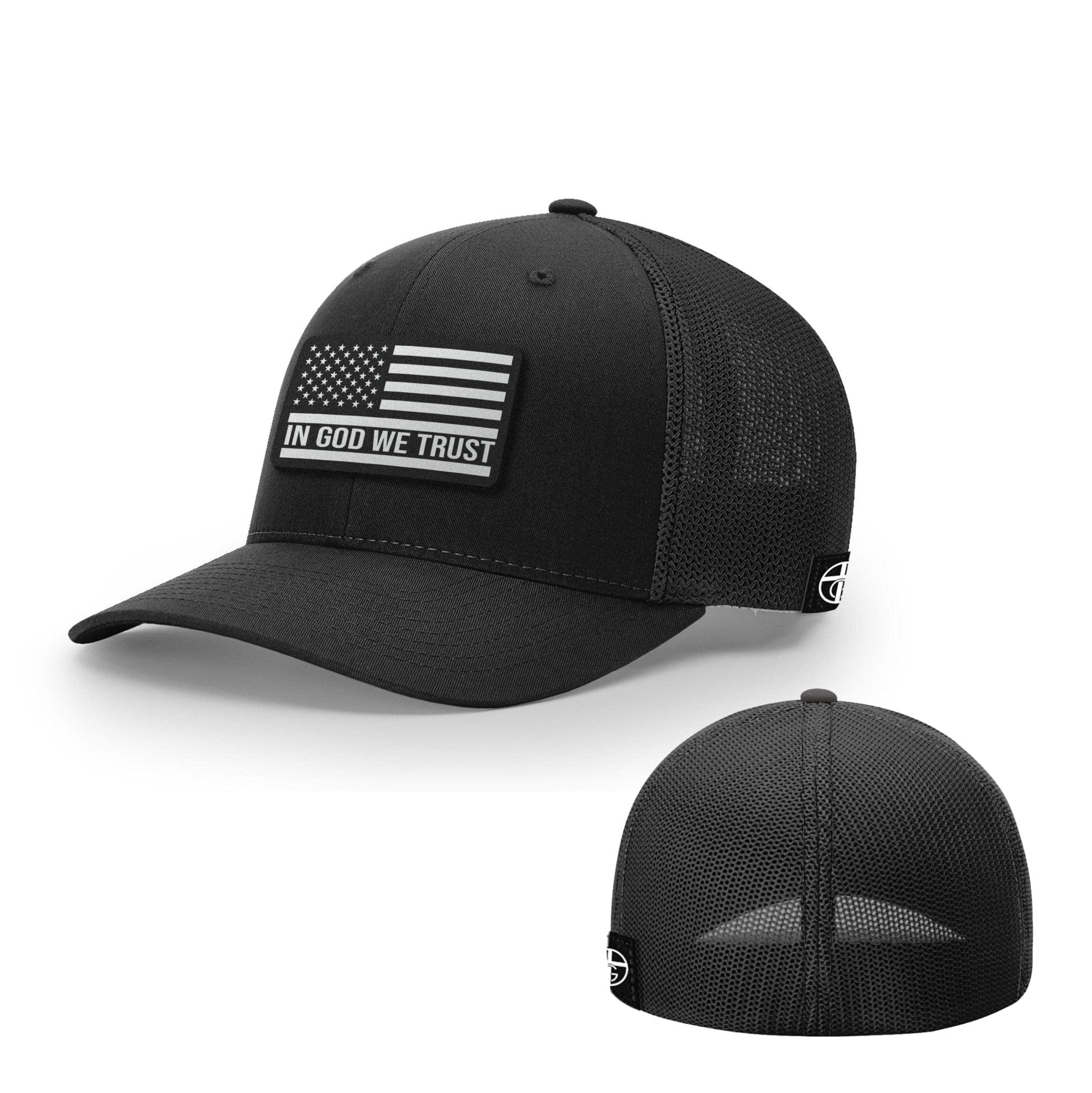 Our True God Hat Flexfit / Full Black / S/M In God We Trust Flag DBD Edition Patch Hats