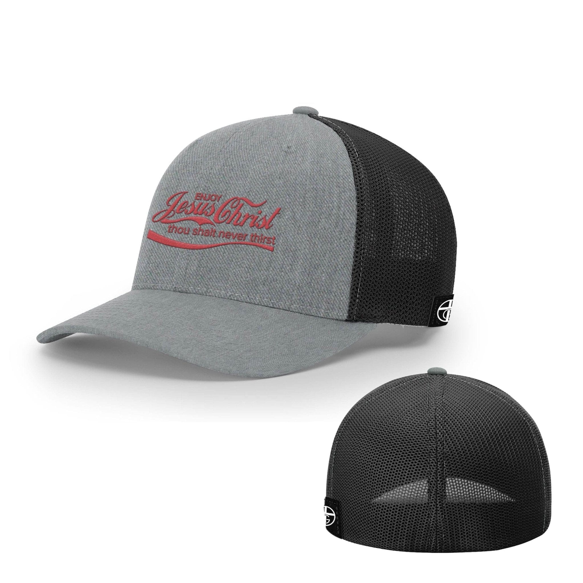 Our True God Hat Flexfit / Heather and Black / S/M Enjoy Jesus Christ Hats