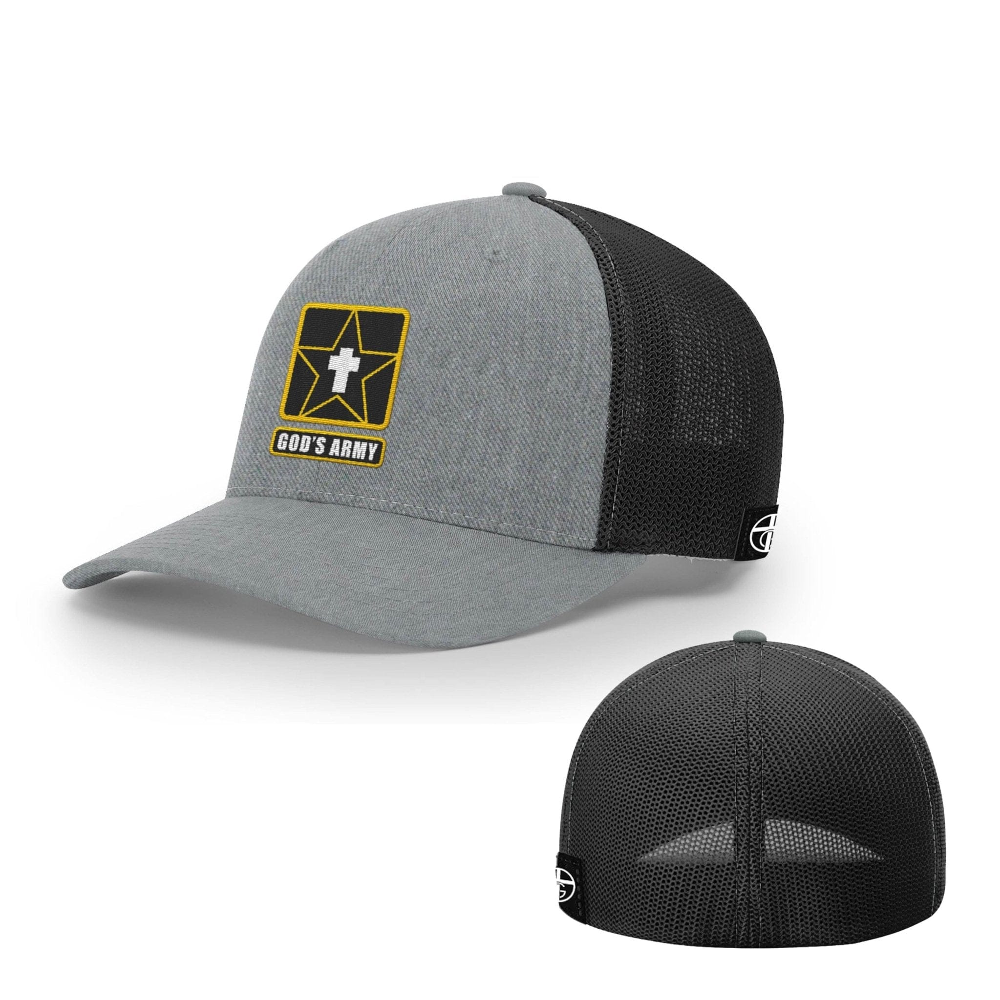 Our True God Hat Flexfit / Heather and Black / S/M God's Army Hats