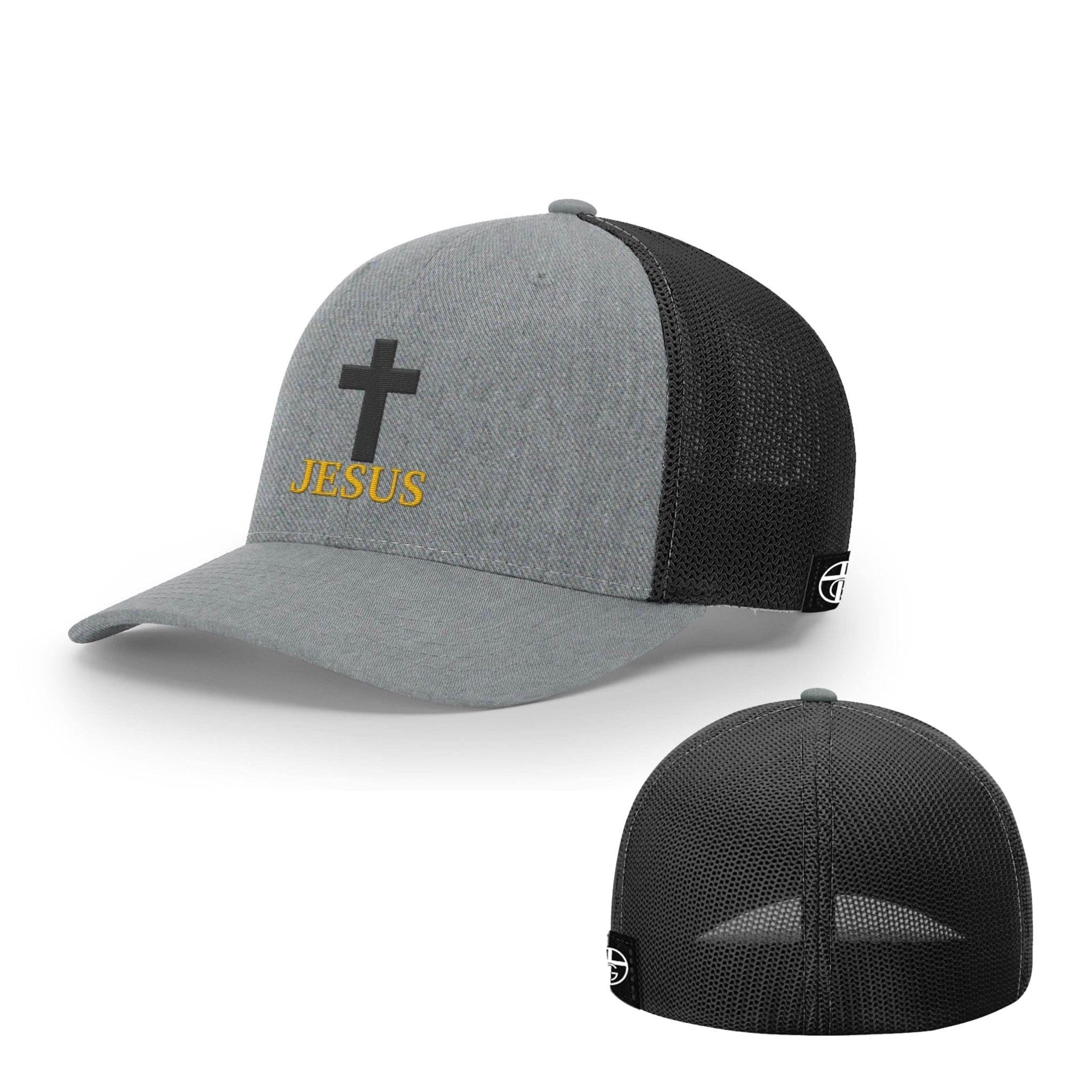 Our True God Hat Flexfit / Heather and Black / S/M Jesus Cross Hats
