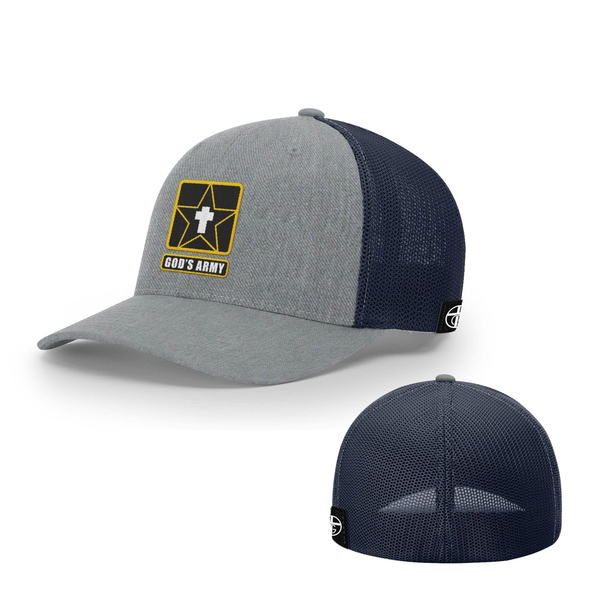 Our True God Hat Flexfit / Heather and Navy / S/M God's Army Hats