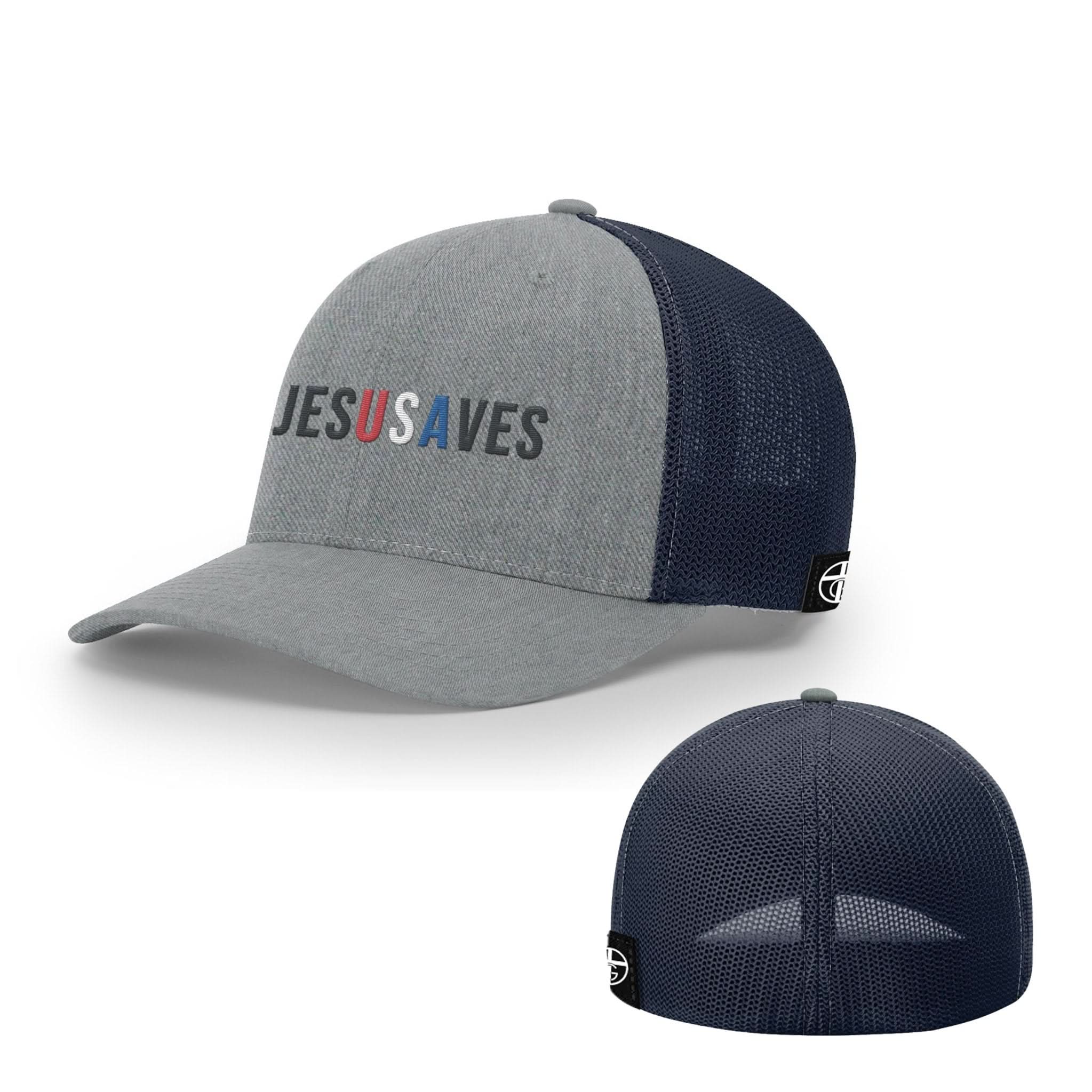 Our True God Hat Flexfit / Heather and Navy / S/M JESUSAVES Hats