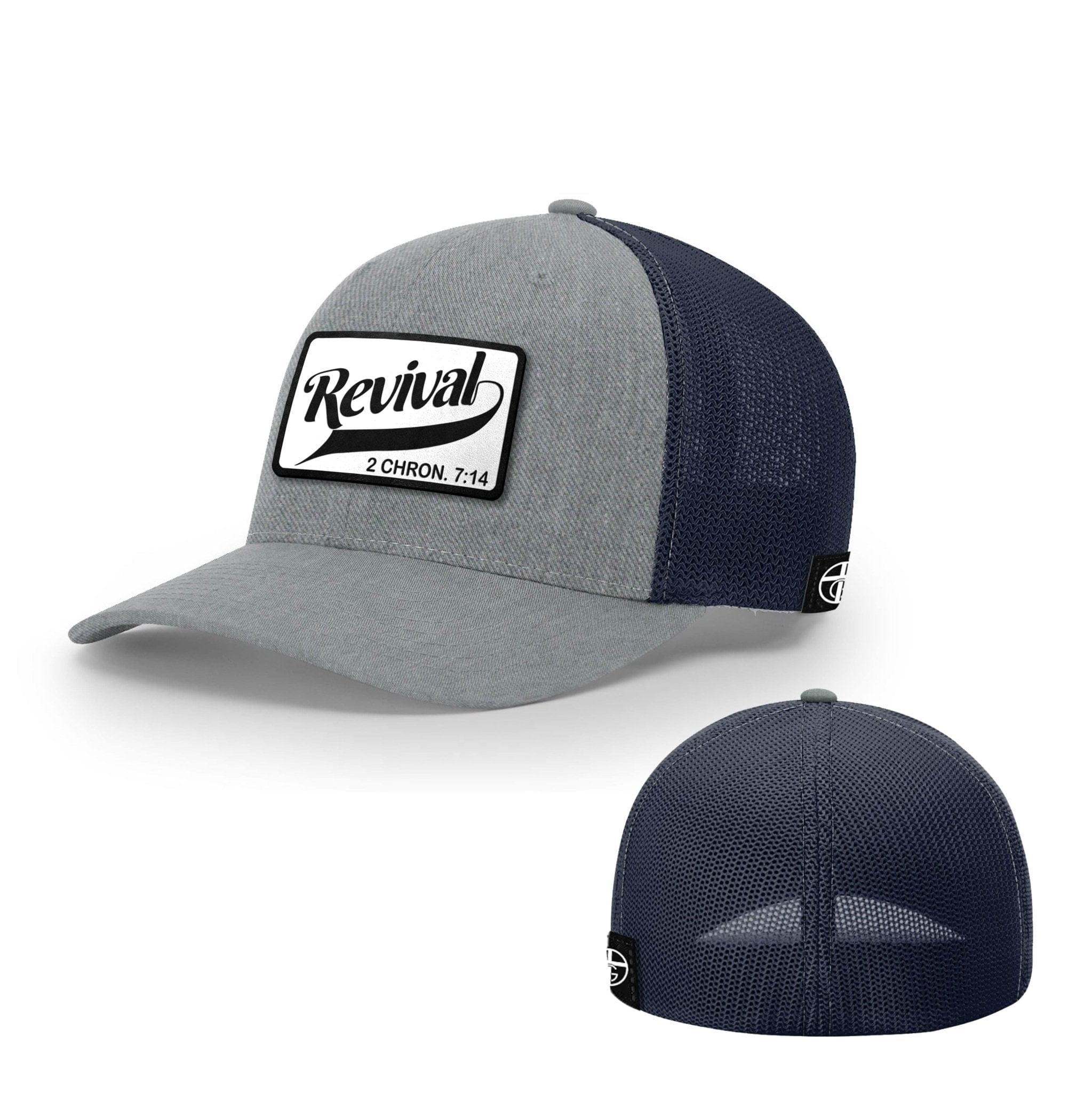Our True God Hat Flexfit / Heather and Navy / S/M Revival Patch Hats