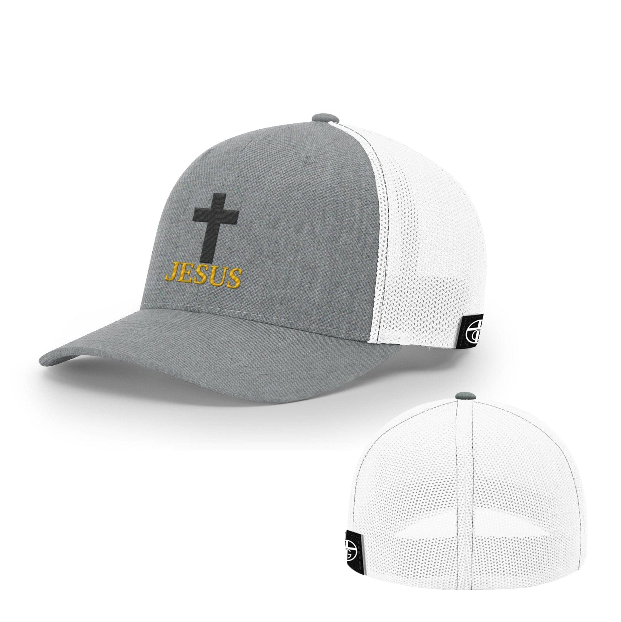 Our True God Hat Flexfit / Heather and White / S/M Jesus Cross Hats