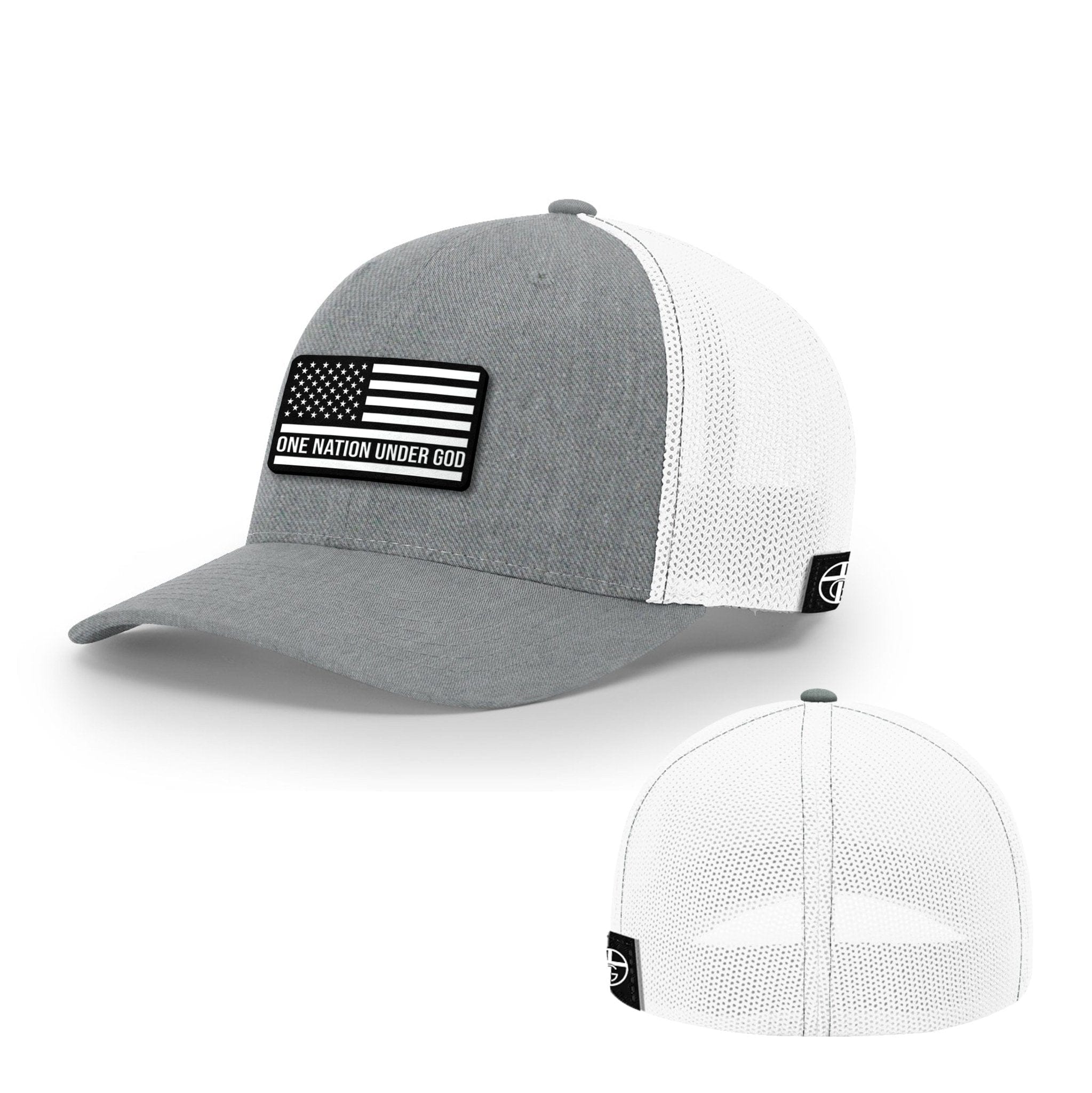 Our True God Hat Flexfit / Heather and White / S/M One Nation Under God DBD Patch Hats