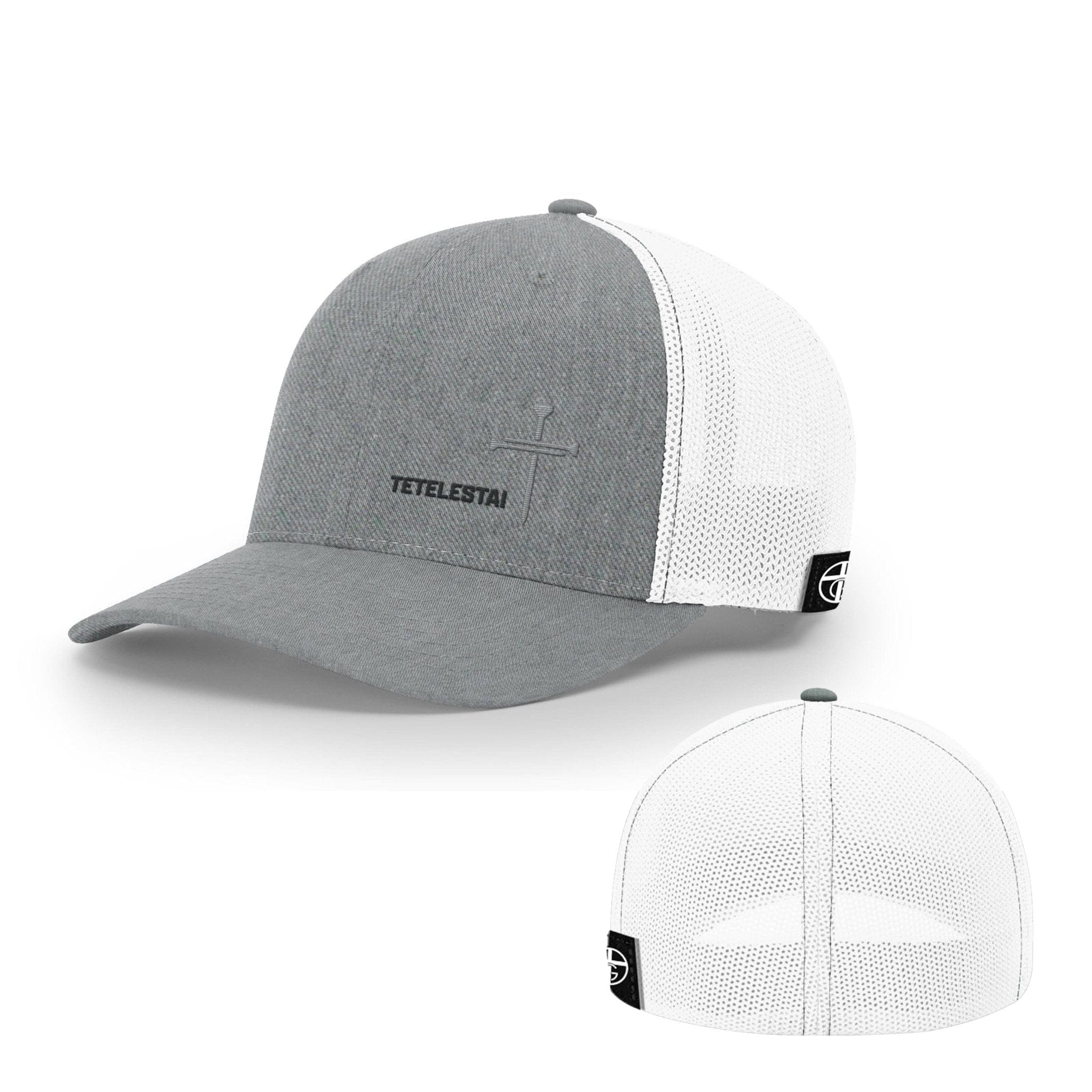 Our True God Hat Flexfit / Heather and White / S/M Tetelestai Hats