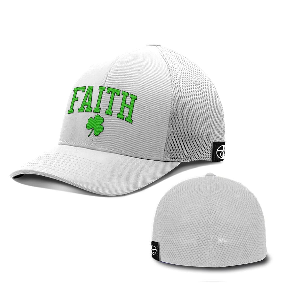 Our True God Hat Flexfit / White / S/M Faith Shamrock Hats