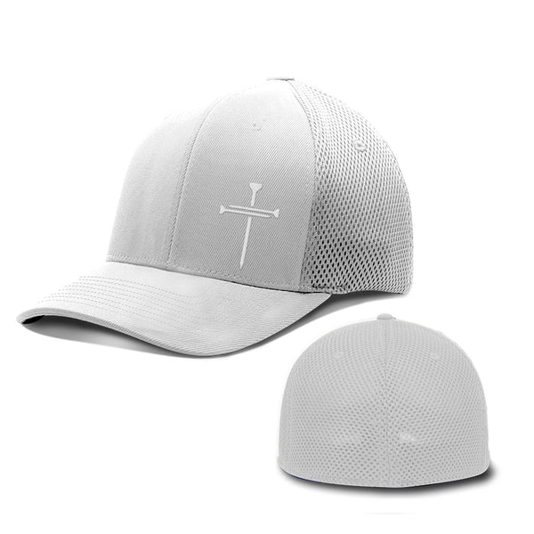 Nail Cross Lower Left Whiteout Version Hat, Flexfit in White