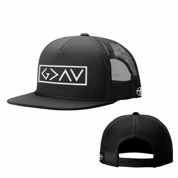 God is Greater Than the Highs and Lows Foam Trucker Hat in Full Black