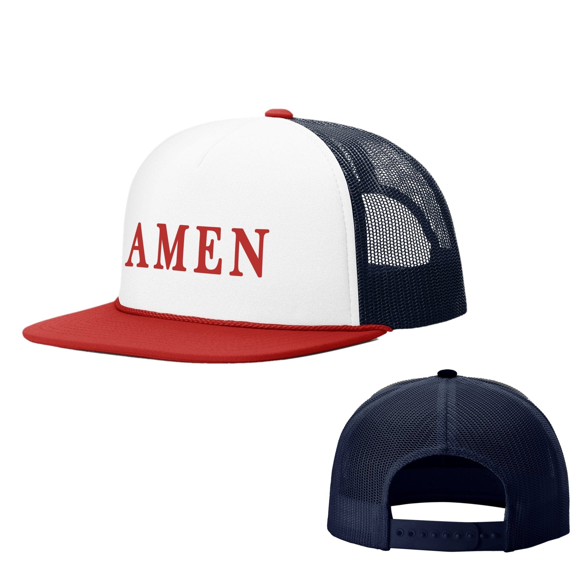 Our True God Hat Navy and Red / One Size AMEN Foam Trucker Hats