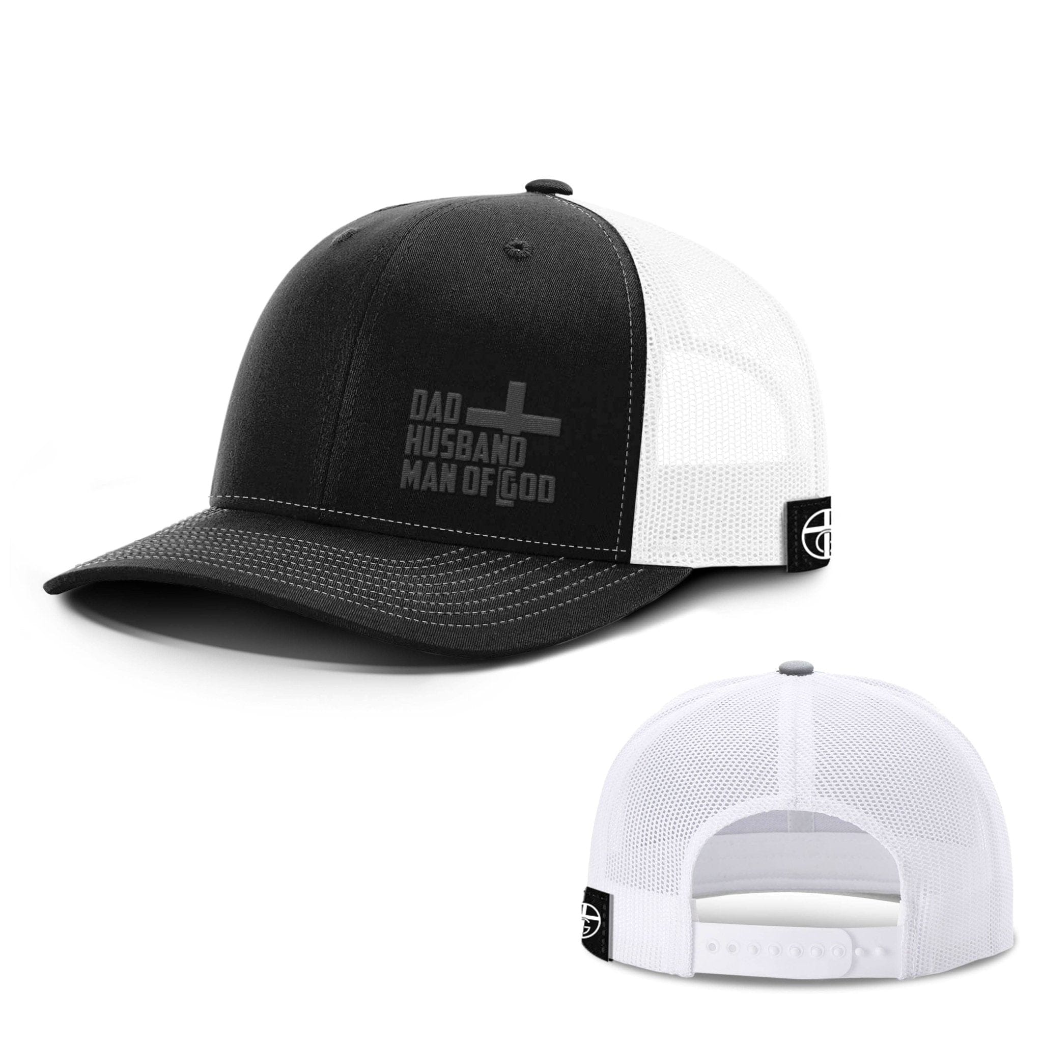 Our True God Hat Snapback / Black and White / One Size Dad, Husband, Man of God Blackout Version Hats