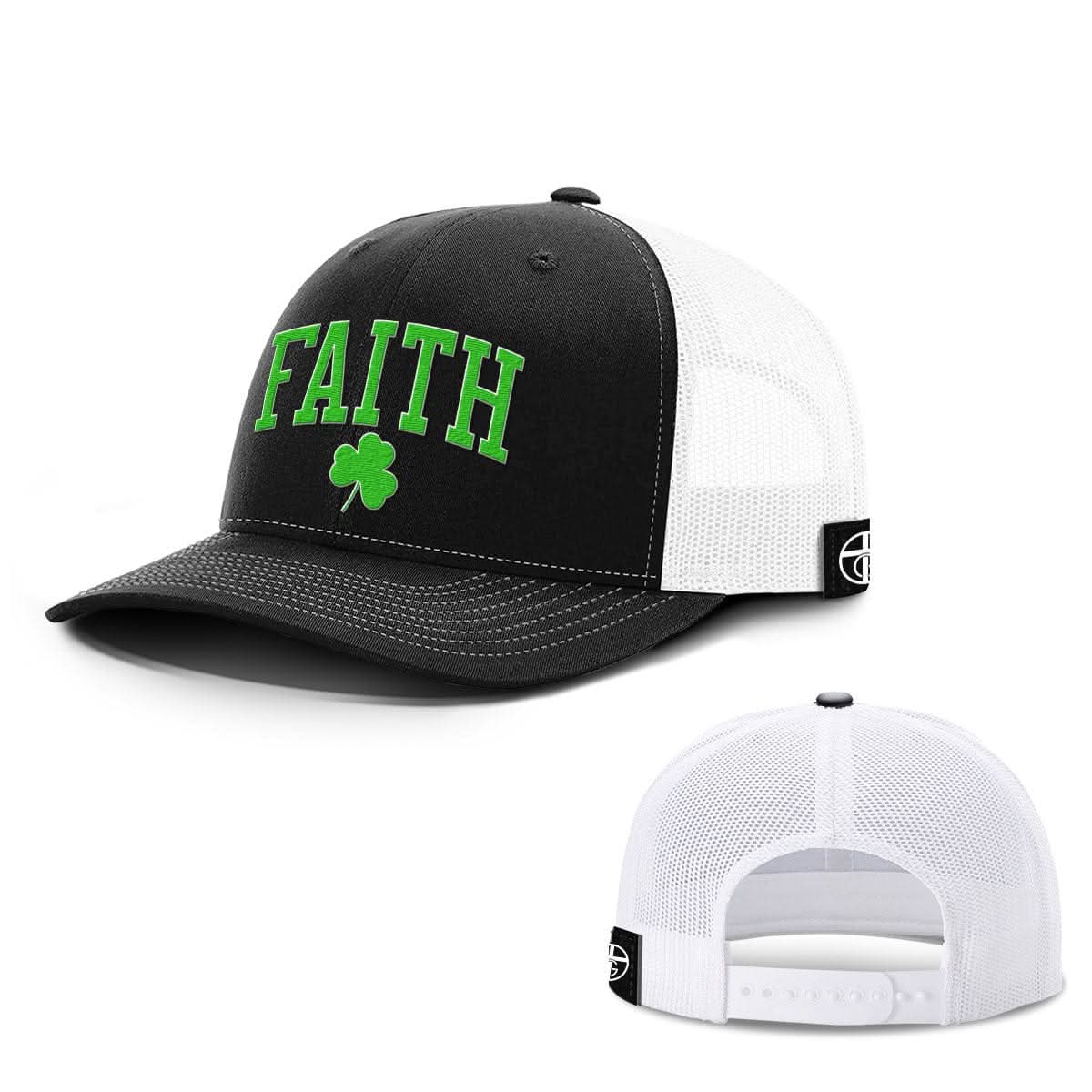 Our True God Hat Snapback / Black and White / One Size Faith Shamrock Hats