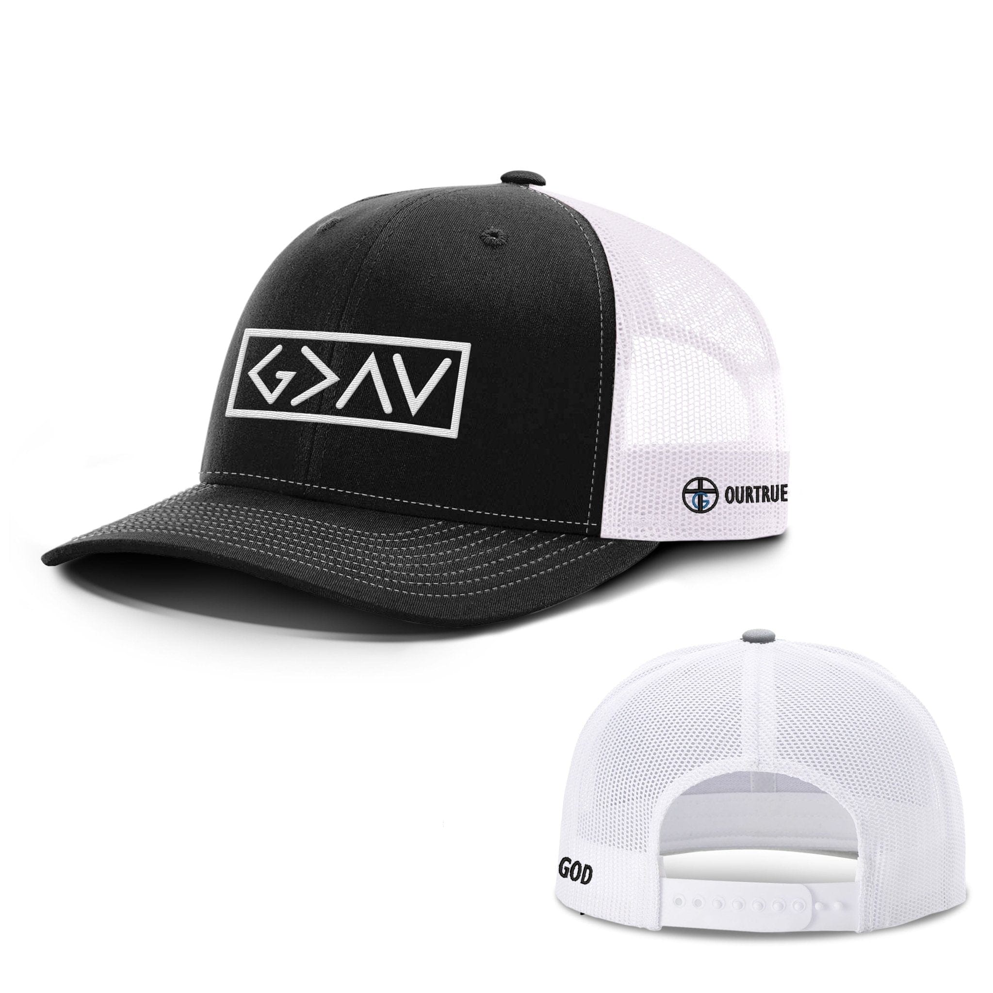 Our True God Hat Snapback / Black and White / One Size God is Greater Than the Highs and Lows Richardson Hats