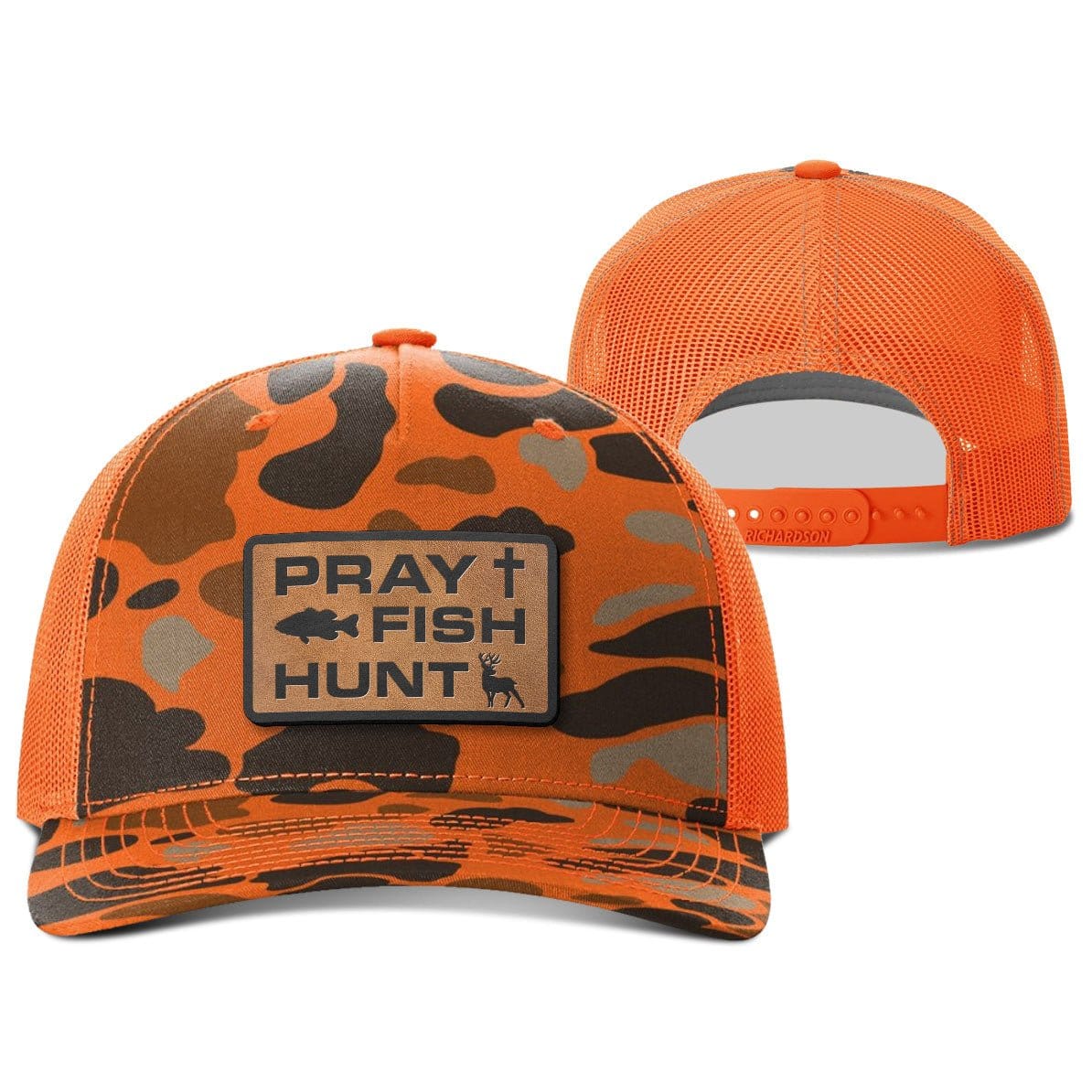 Our True God Hat Snapback / Blaze Duck Camo and Blaze / One Size Pray Fish Hunt Hunting Patch Hats