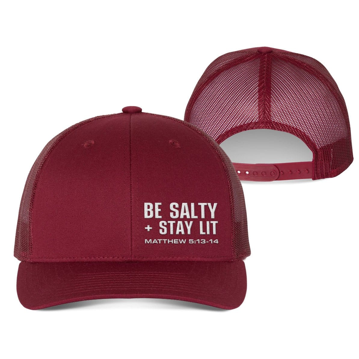Our True God Hat Snapback / Cranberry / One Size Be Salty + Stay Lit Lower Left Fall Collection Hats