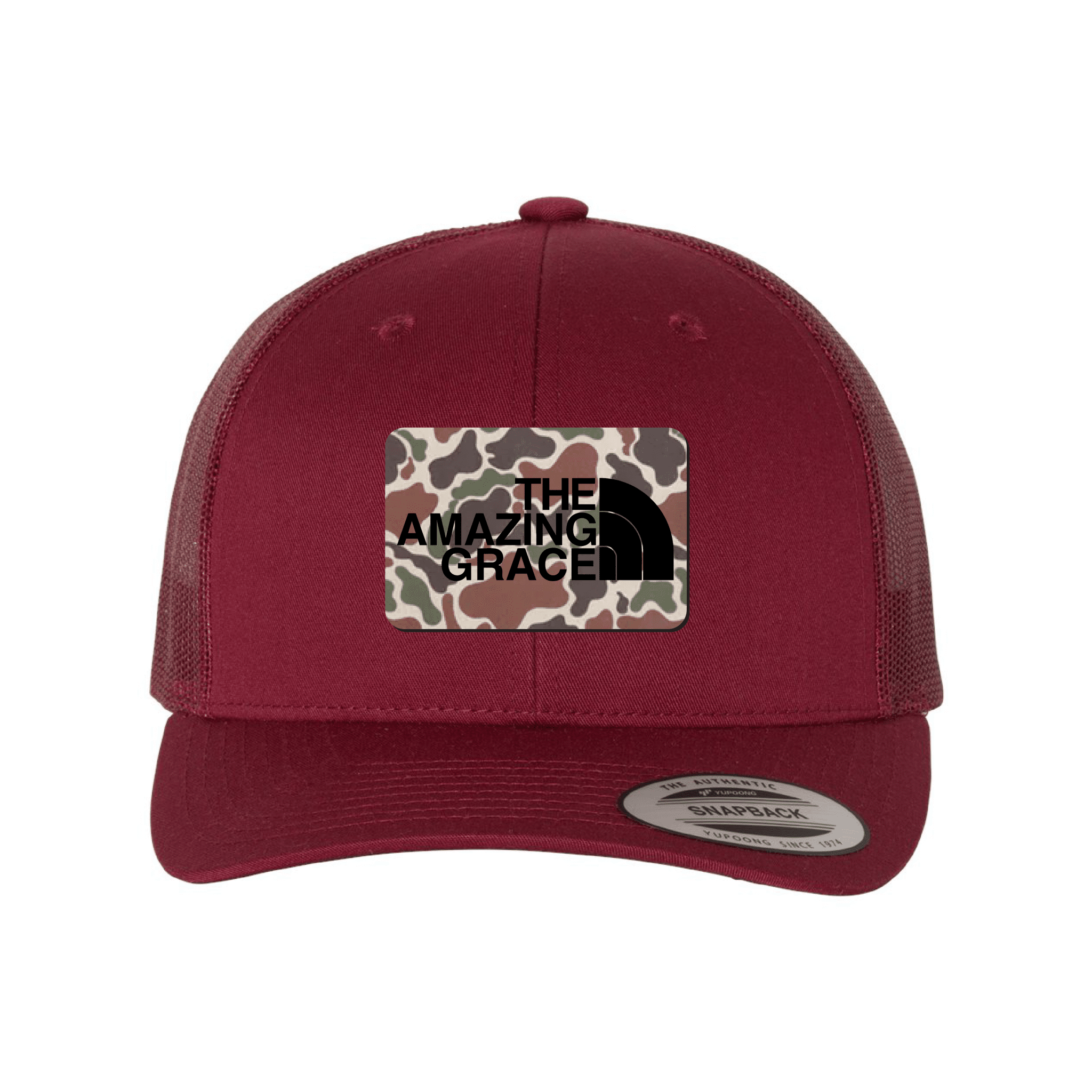 Our True God Hat Snapback / Cranberry / One Size The Amazing Grace Fowl Play Camo Patch Fall Collection Hats