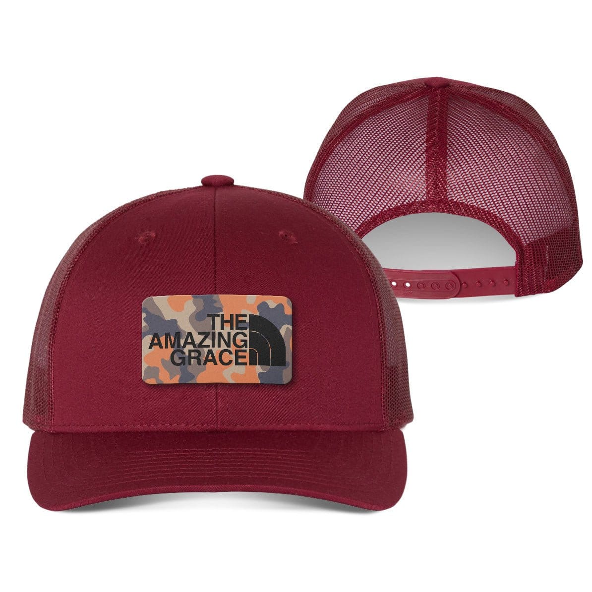 Our True God Hat Snapback / Cranberry / One Size The Amazing Grace Orange Camo Patch Fall Collection Hats