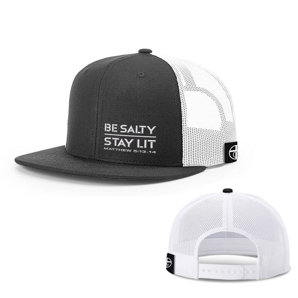 Our True God Hat Snapback Flatbill / Black and White / One Size Be Salty Stay Lit Lower Left Hats