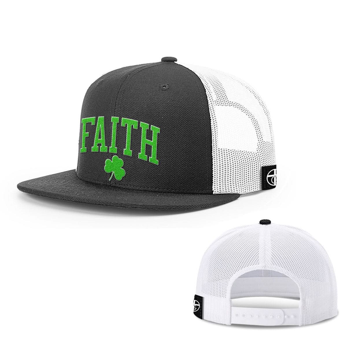 Our True God Hat Snapback Flatbill / Black and White / One Size Faith Shamrock Hats