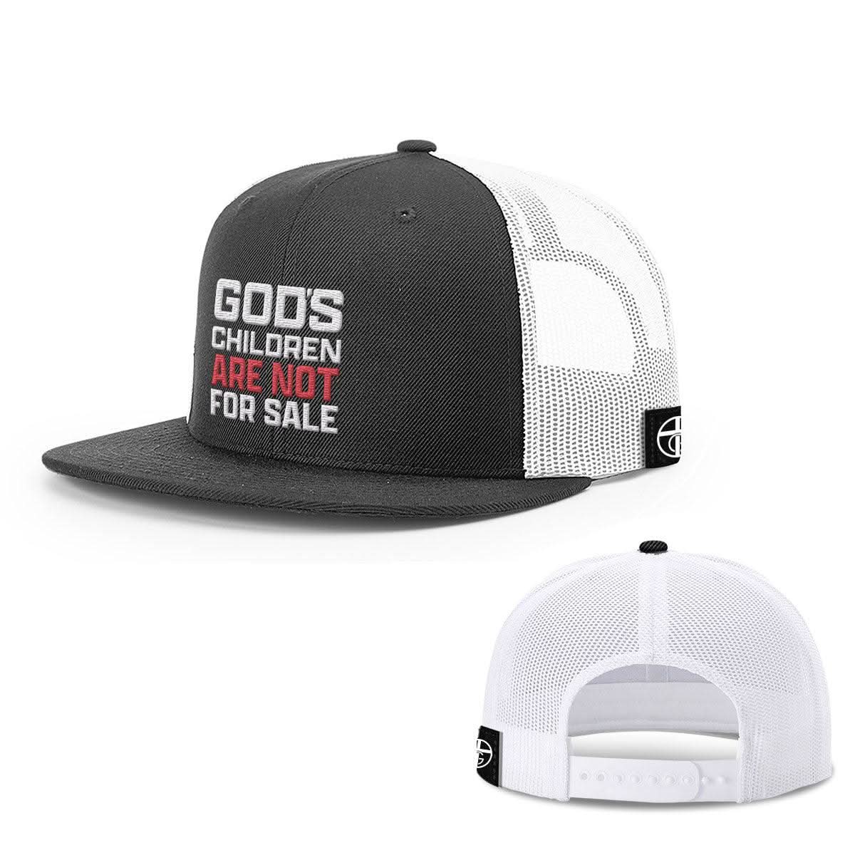 Our True God Hat Snapback Flatbill / Black and White / One Size God's Children Are Not For Sale Hats