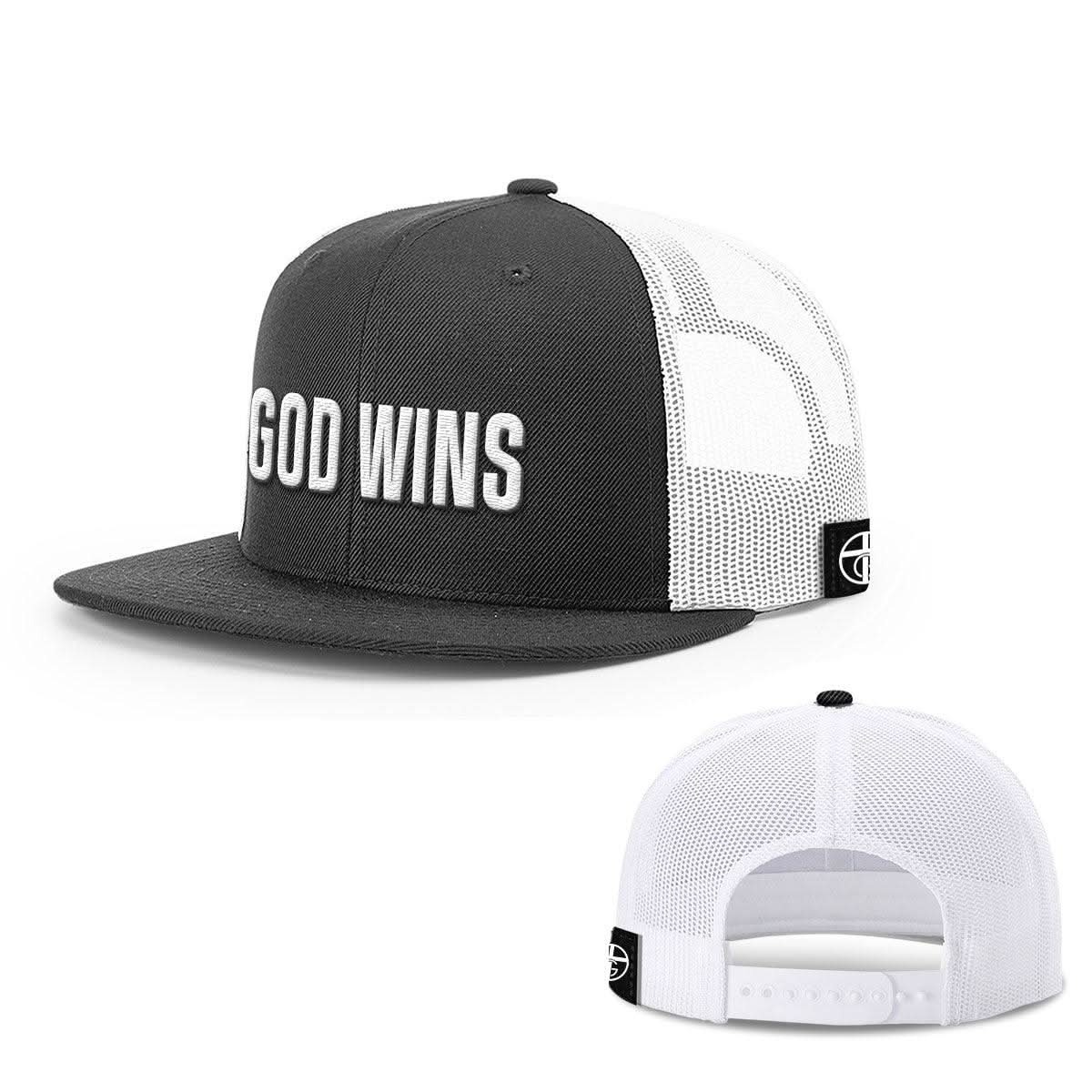 Our True God Hat Snapback Flatbill / Black and White / One Size God Wins Hats