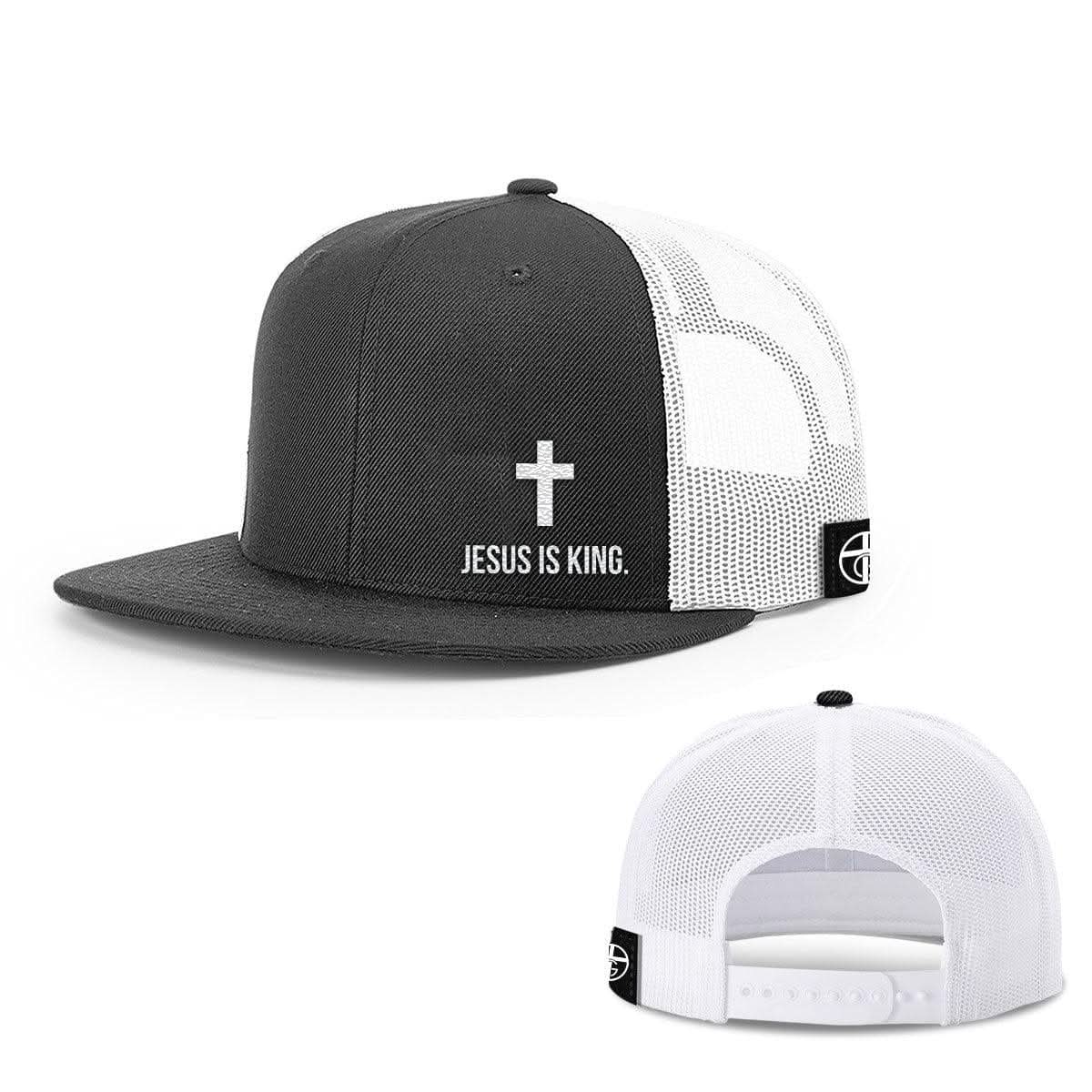 Our True God Hat Snapback Flatbill / Black and White / One Size Jesus is King Lower Left Hats