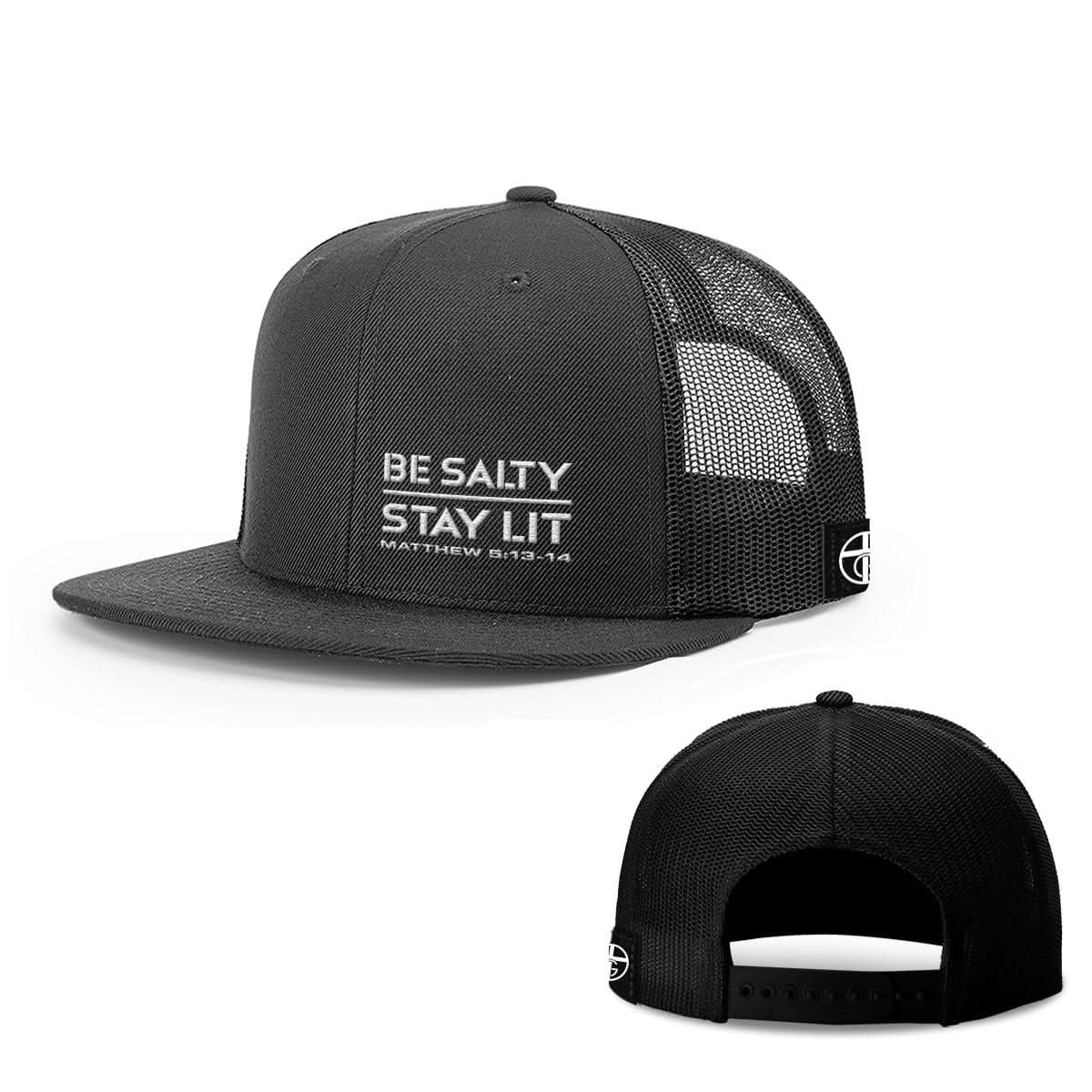 Our True God Hat Snapback Flatbill / Full Black / One Size Be Salty Stay Lit Lower Left Hats