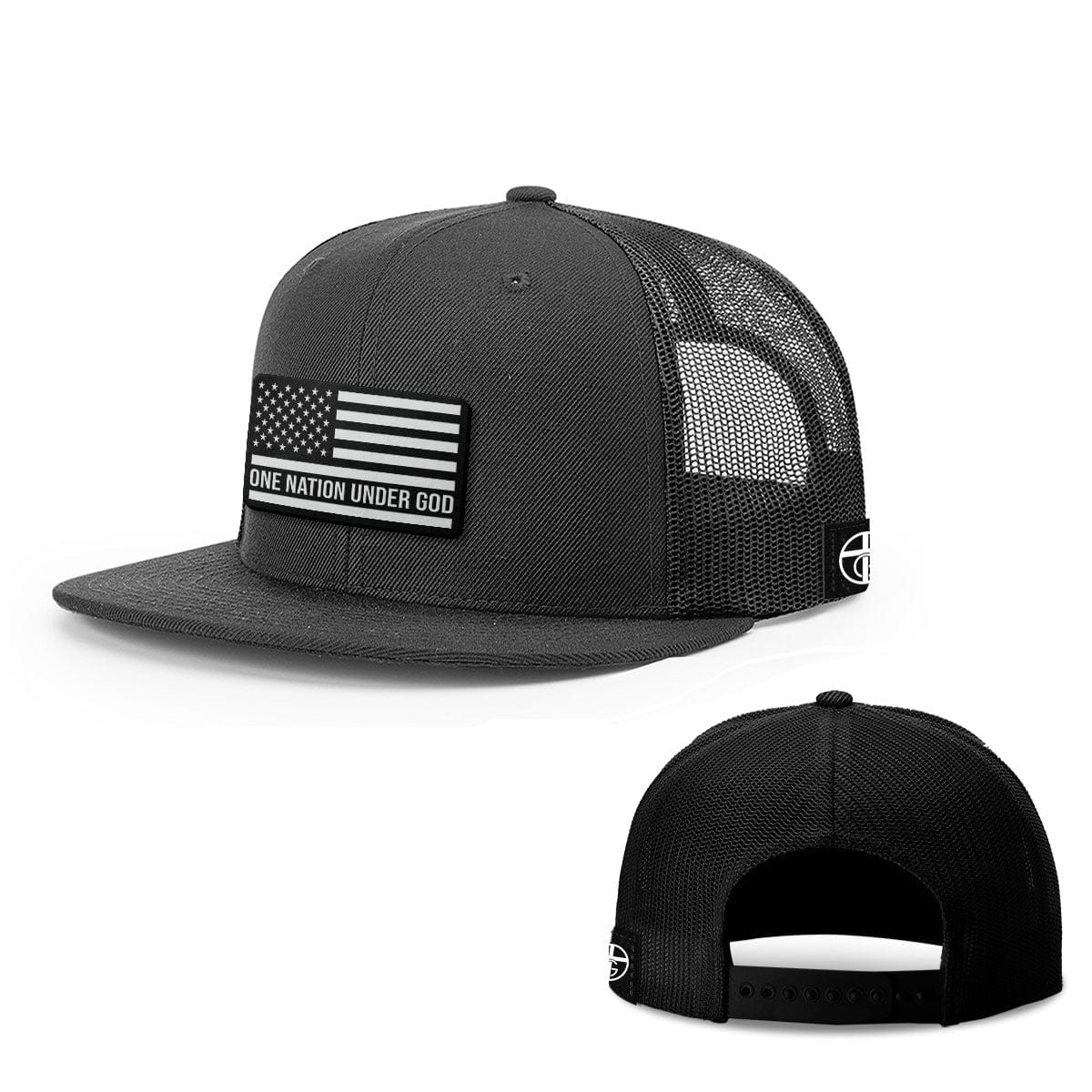 Our True God Hat Snapback Flatbill / Full Black / One Size One Nation Under God DBD Patch Hats