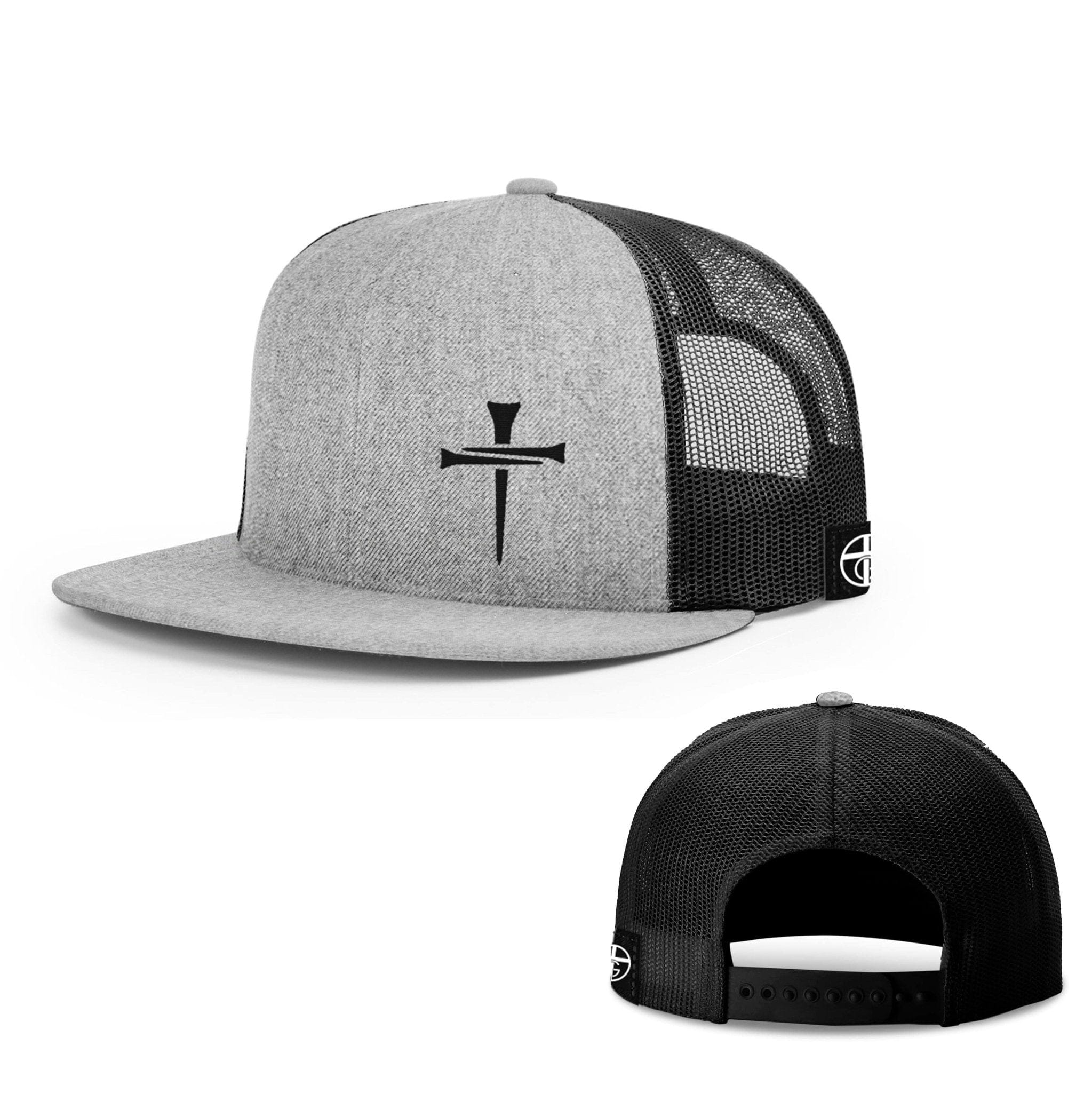 Our True God Hat Snapback Flatbill / Heather and Black / One Size 3 Tee Cross Lower Left Hats