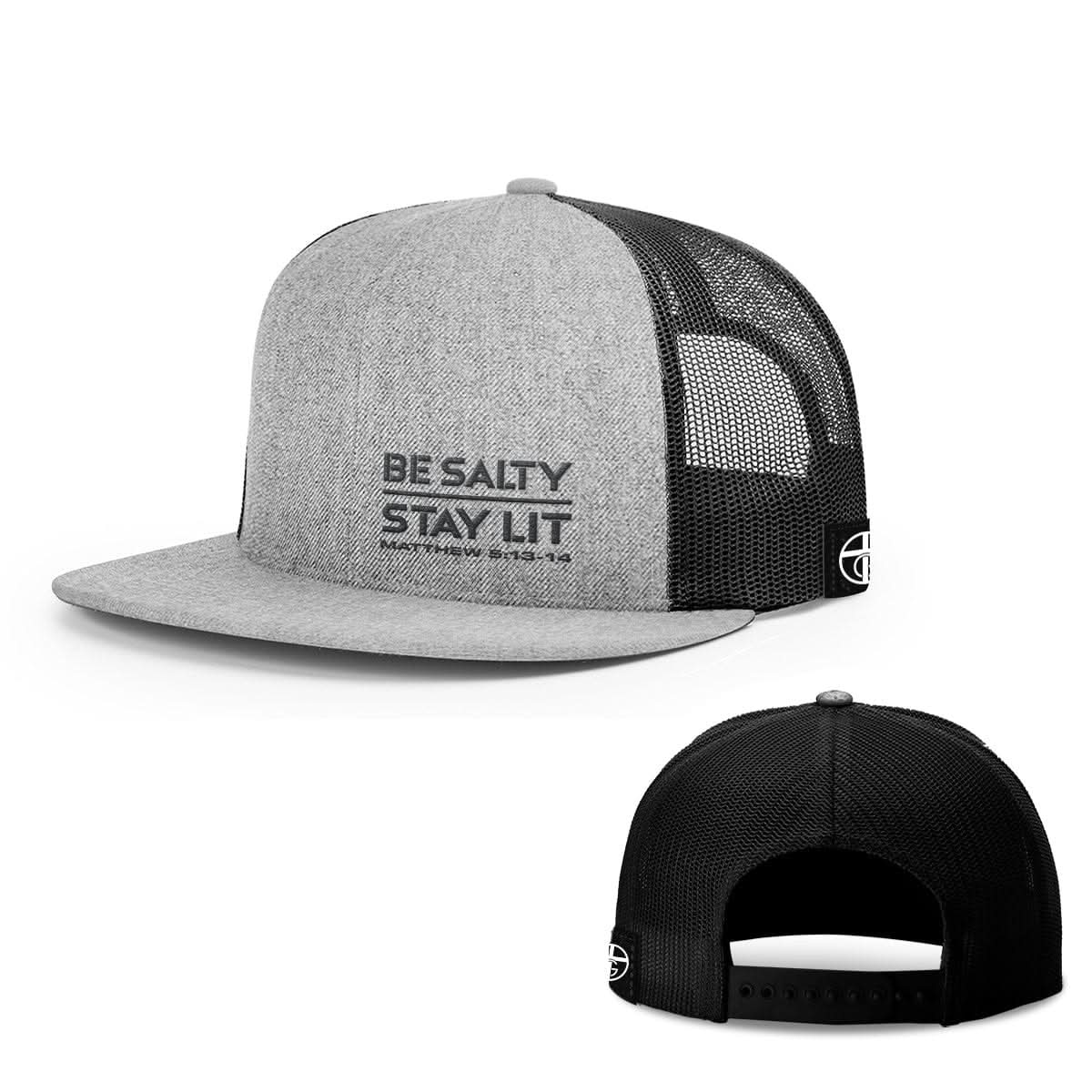 Our True God Hat Snapback Flatbill / Heather and Black / One Size Be Salty Stay Lit Lower Left Hats