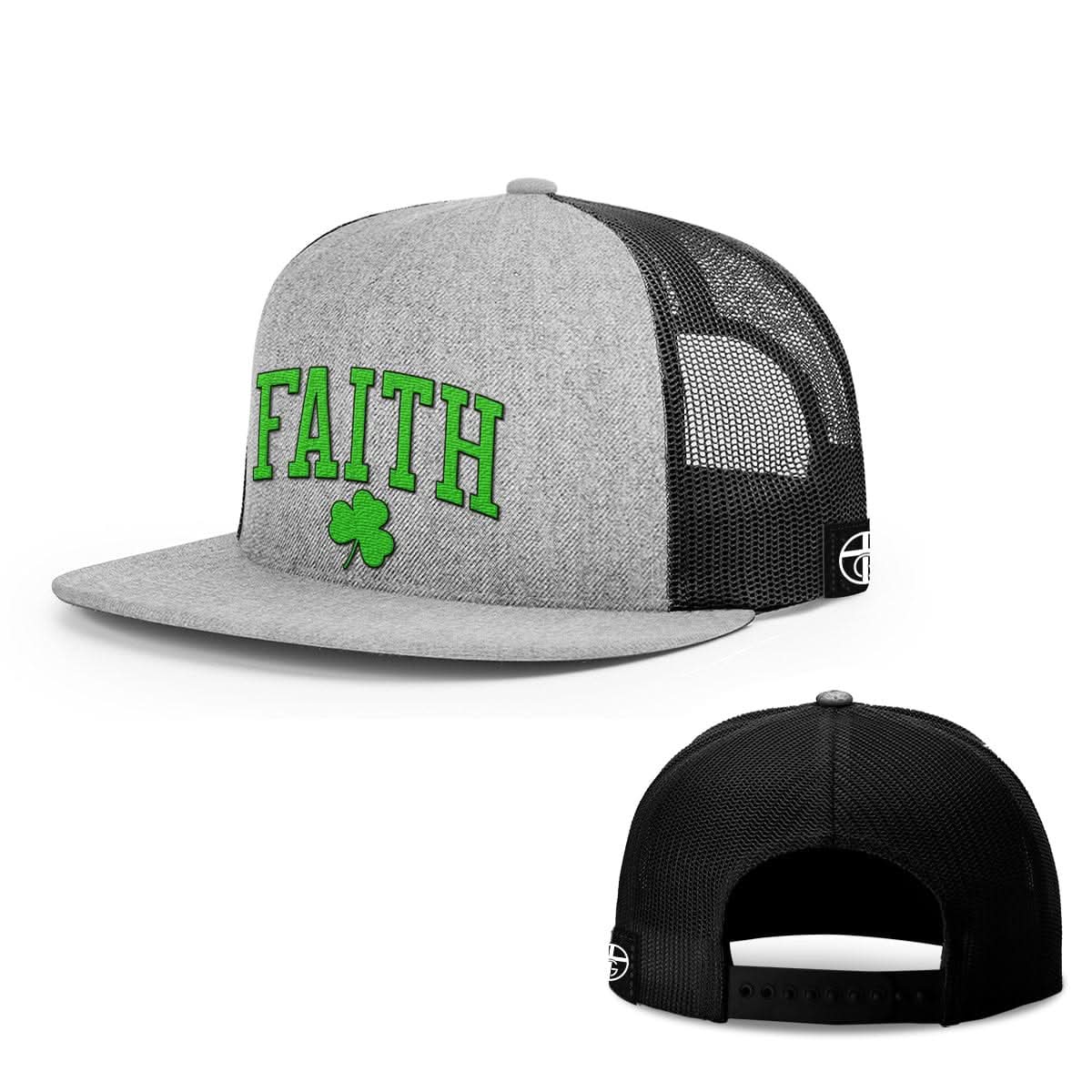 Our True God Hat Snapback Flatbill / Heather and Black / One Size Faith Shamrock Hats