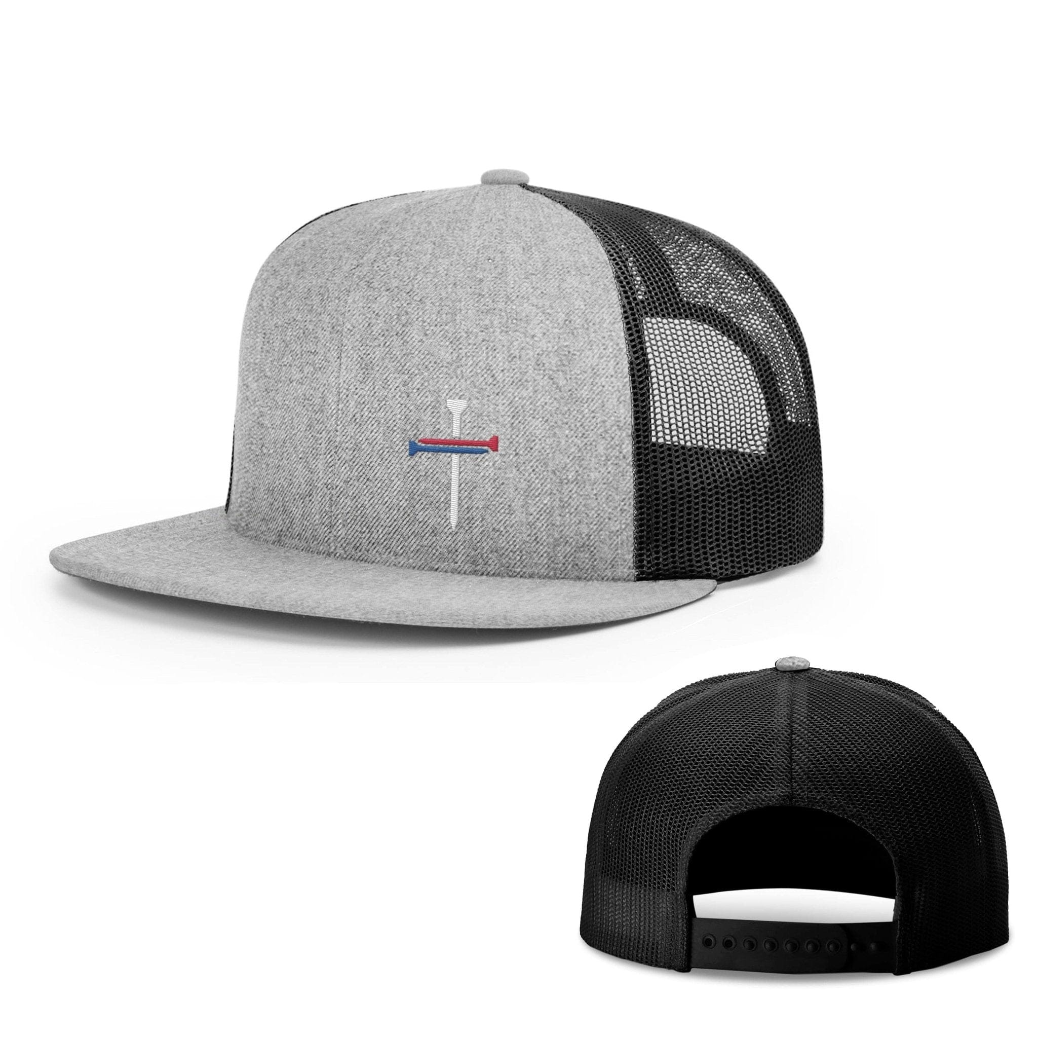 Our True God Hat Snapback Flatbill / Heather and Black / One Size USA Nail Cross Lower Left Hats