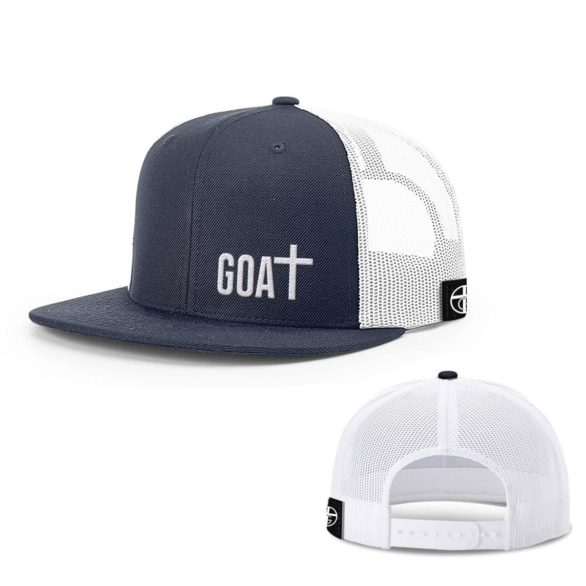 Our True God Hat Snapback Flatbill / Navy and White / One Size GOAT - God Over All Things Hats