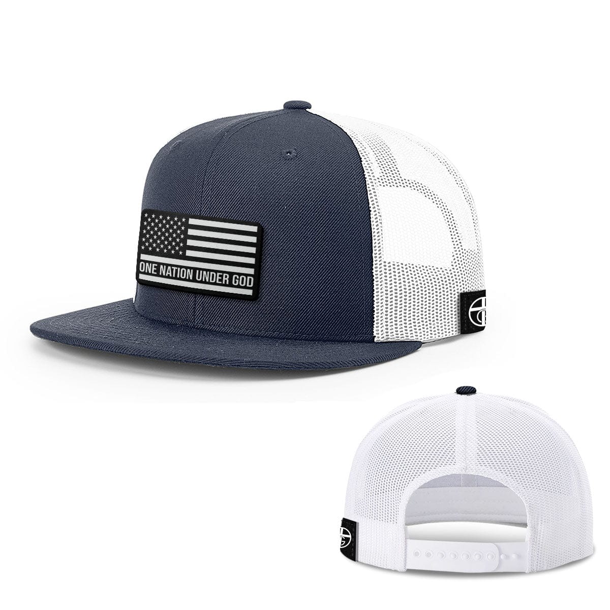 Our True God Hat Snapback Flatbill / Navy and White / One Size One Nation Under God DBD Patch Hats