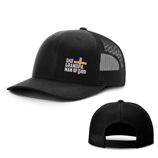 Dad, Grandpa, Man of God Hat, Snapback in Full Black