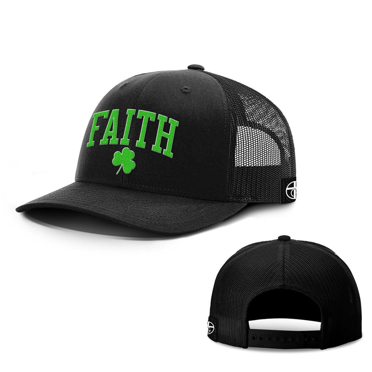 Our True God Hat Snapback / Full Black / One Size Faith Shamrock Hats
