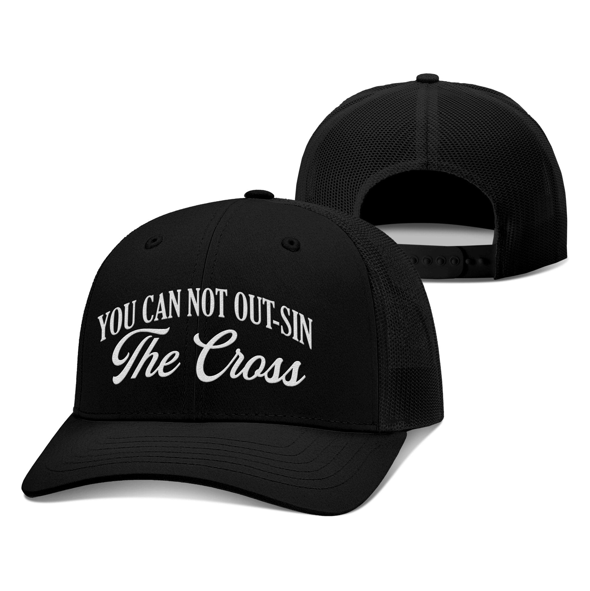 Our True God Hat Snapback / Full Black / One Size You Can Not Out-Sin The Cross Richardson Hats